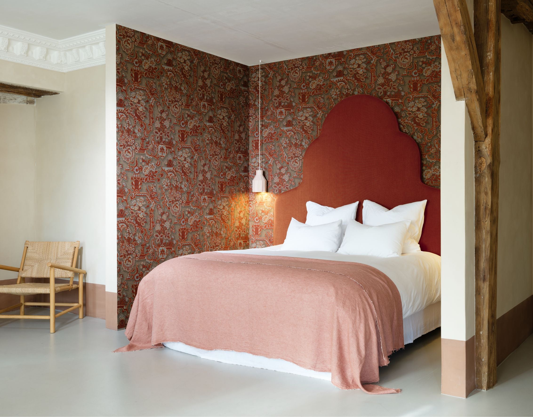 Textiltapete mit Pflanzenmotiv BROCADE rot mit braun