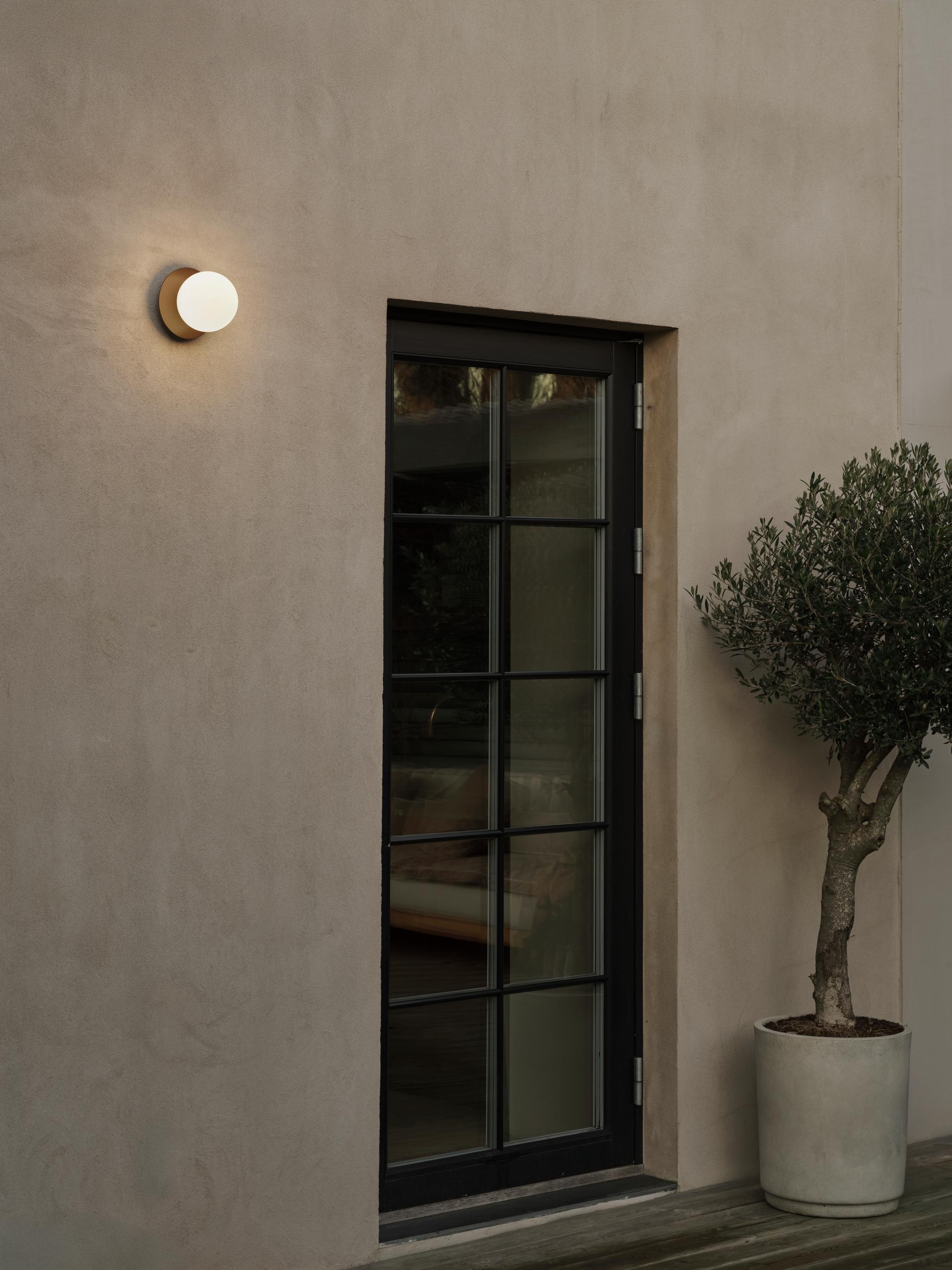 LIILA Outdoor Wall Light in Dark Brown with Opal Glass