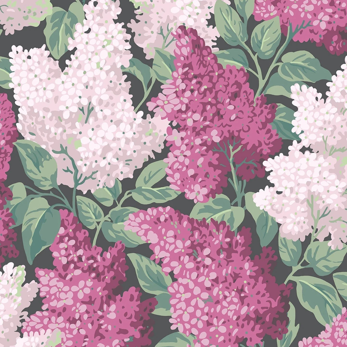 Lilac and Green Floral Pattern Wallpaper - Botanical Botanica