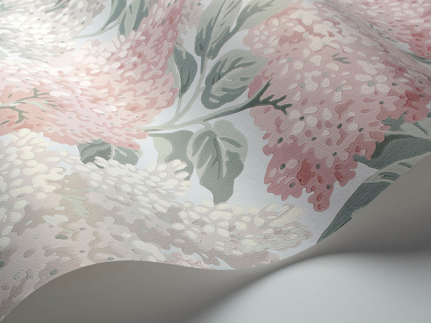 Tapete mit pflanzlichem Motiv von Fliederblüten BOTANICAL BOTANICA - LILAC pudriges Rosa mit Weiß