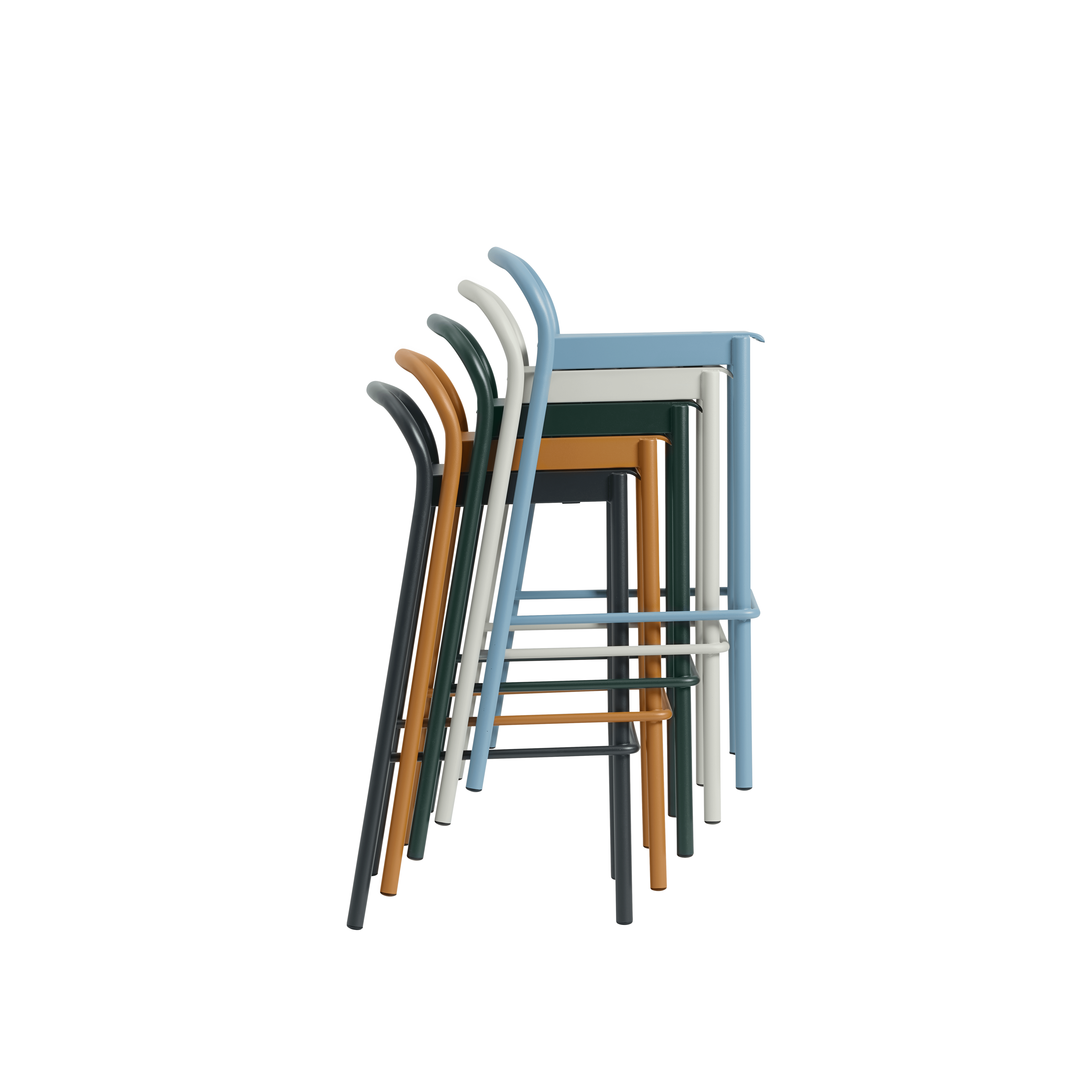 Outdoor Stool LINEAR dark green steel