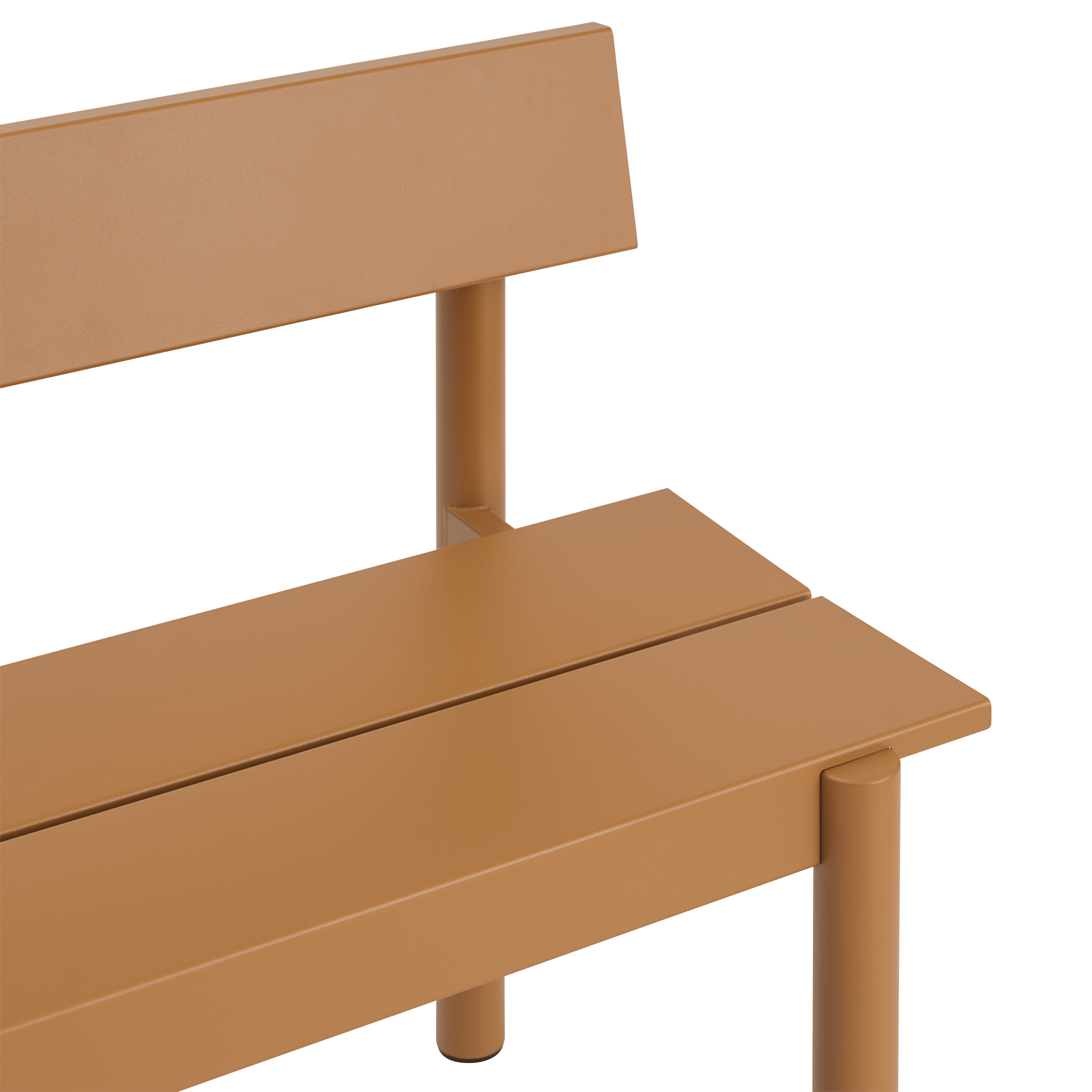 Outdoor bench with backrest LINEAR orange steel