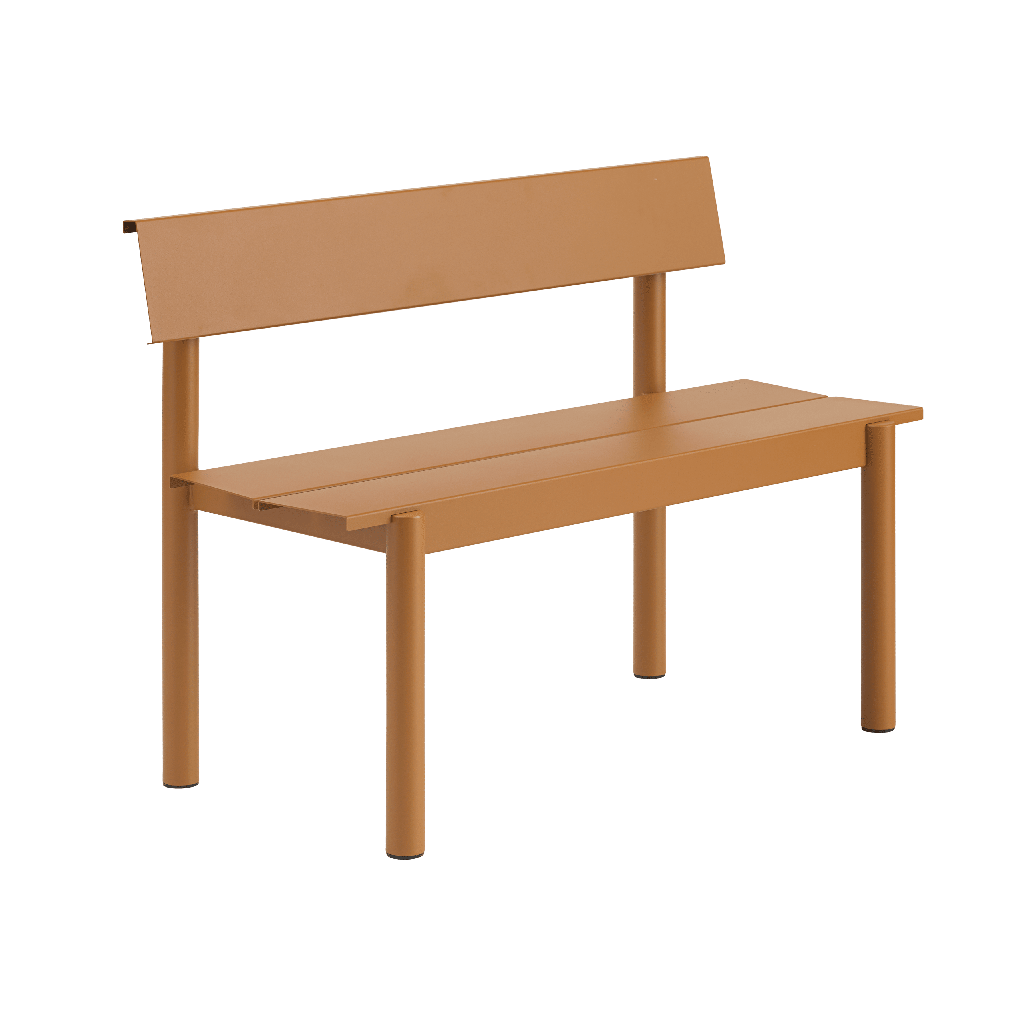 Outdoor bench with backrest LINEAR orange steel