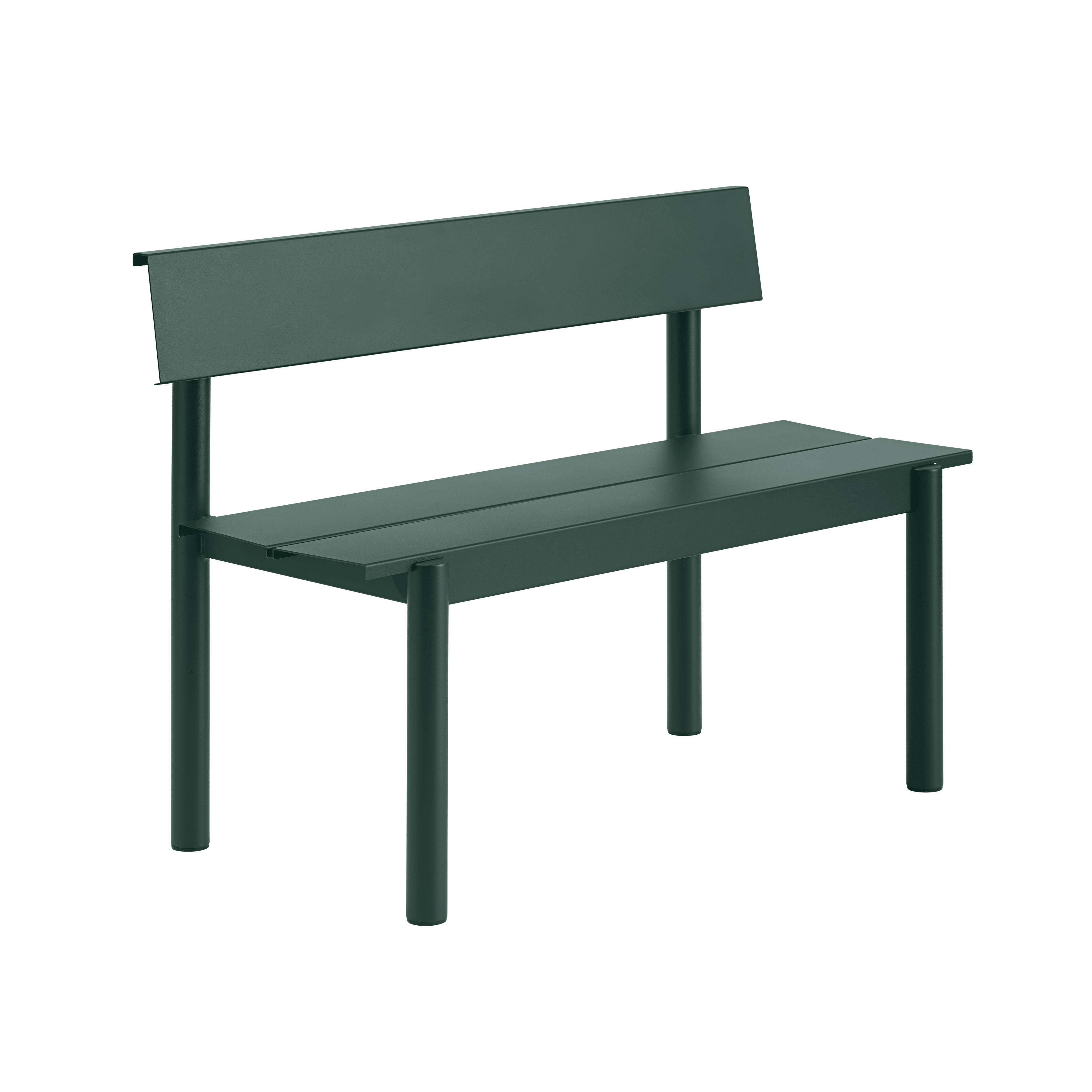 Outdoor bench with backrest LINEAR dark green steel