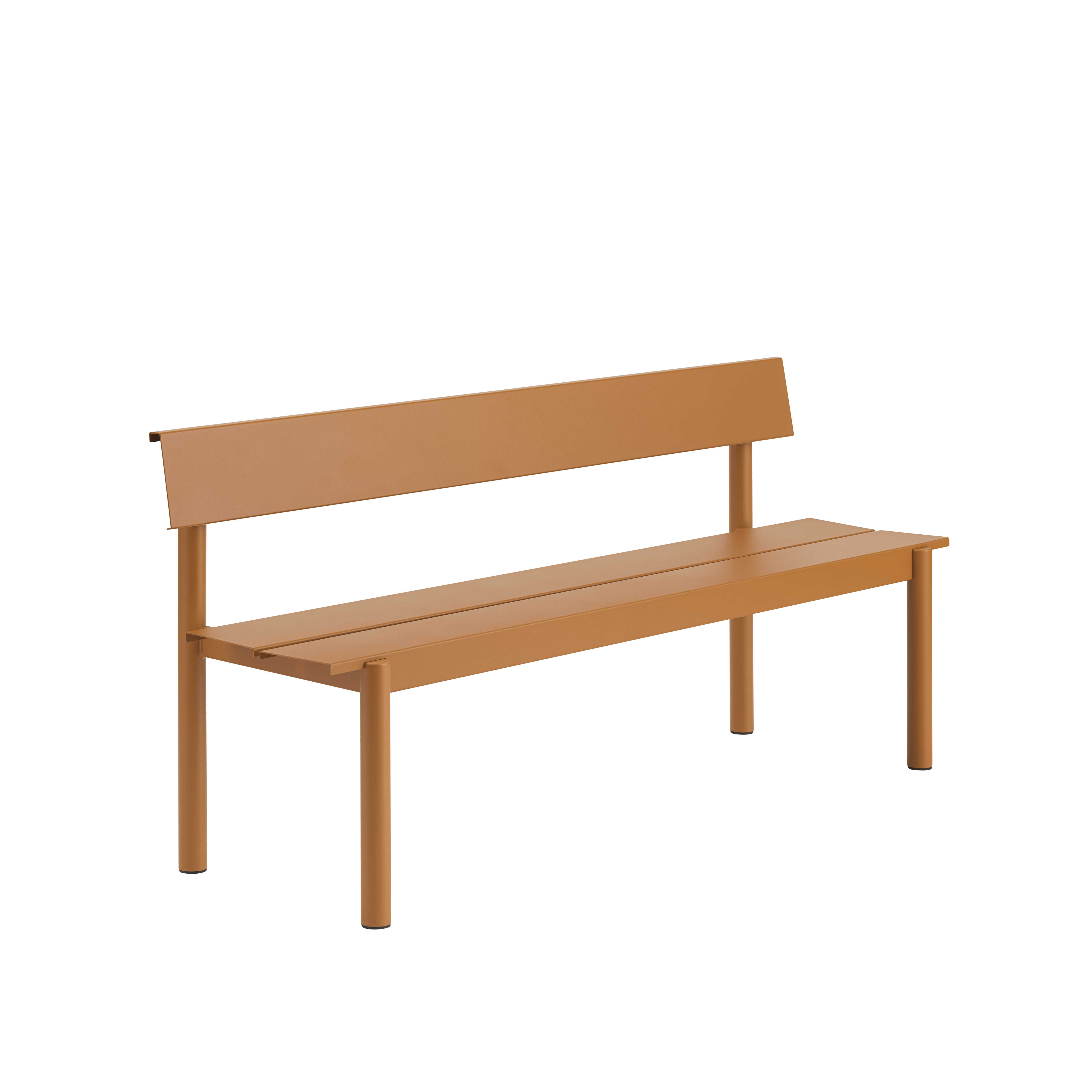 Outdoor bench with backrest LINEAR orange steel