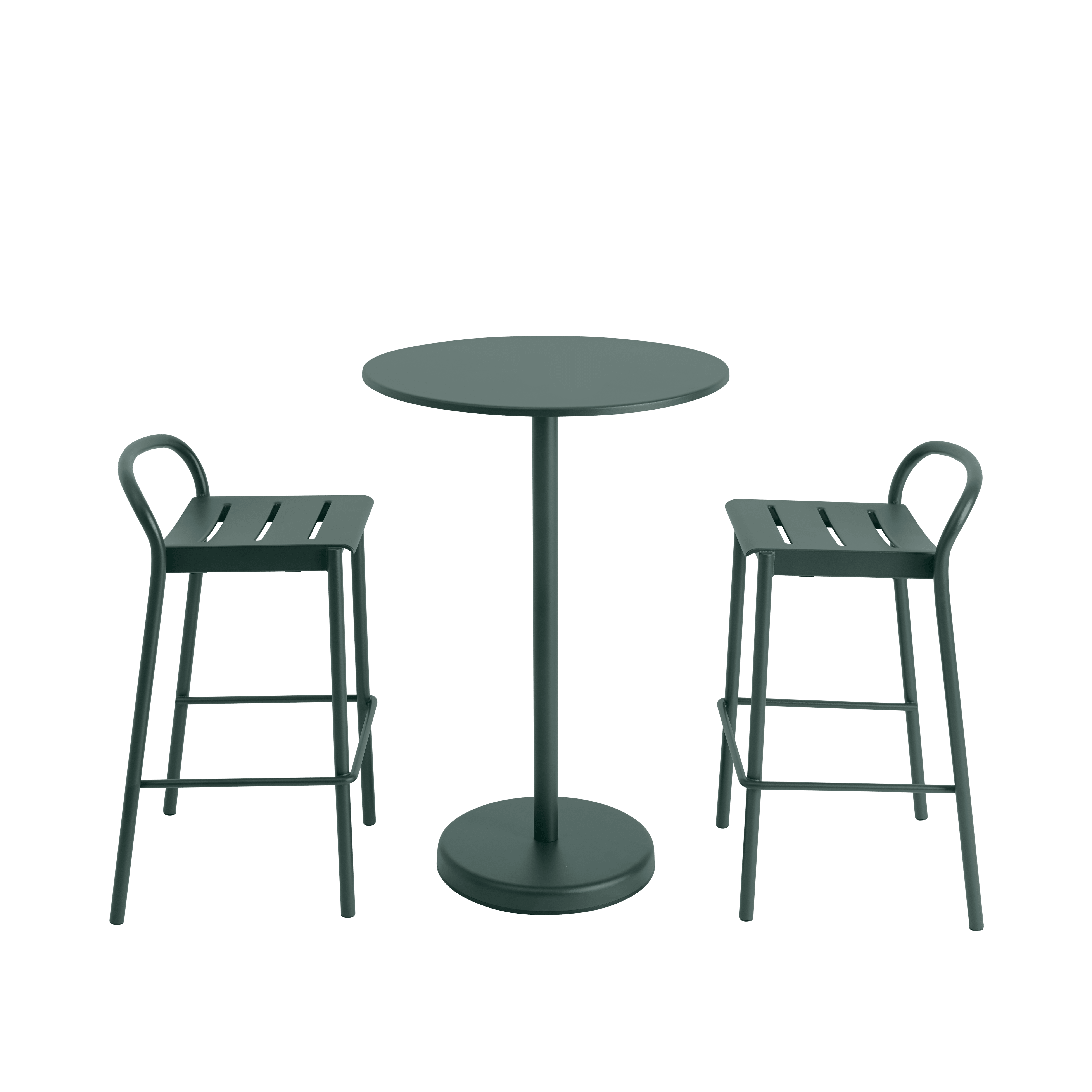Outdoor Stool LINEAR dark green steel