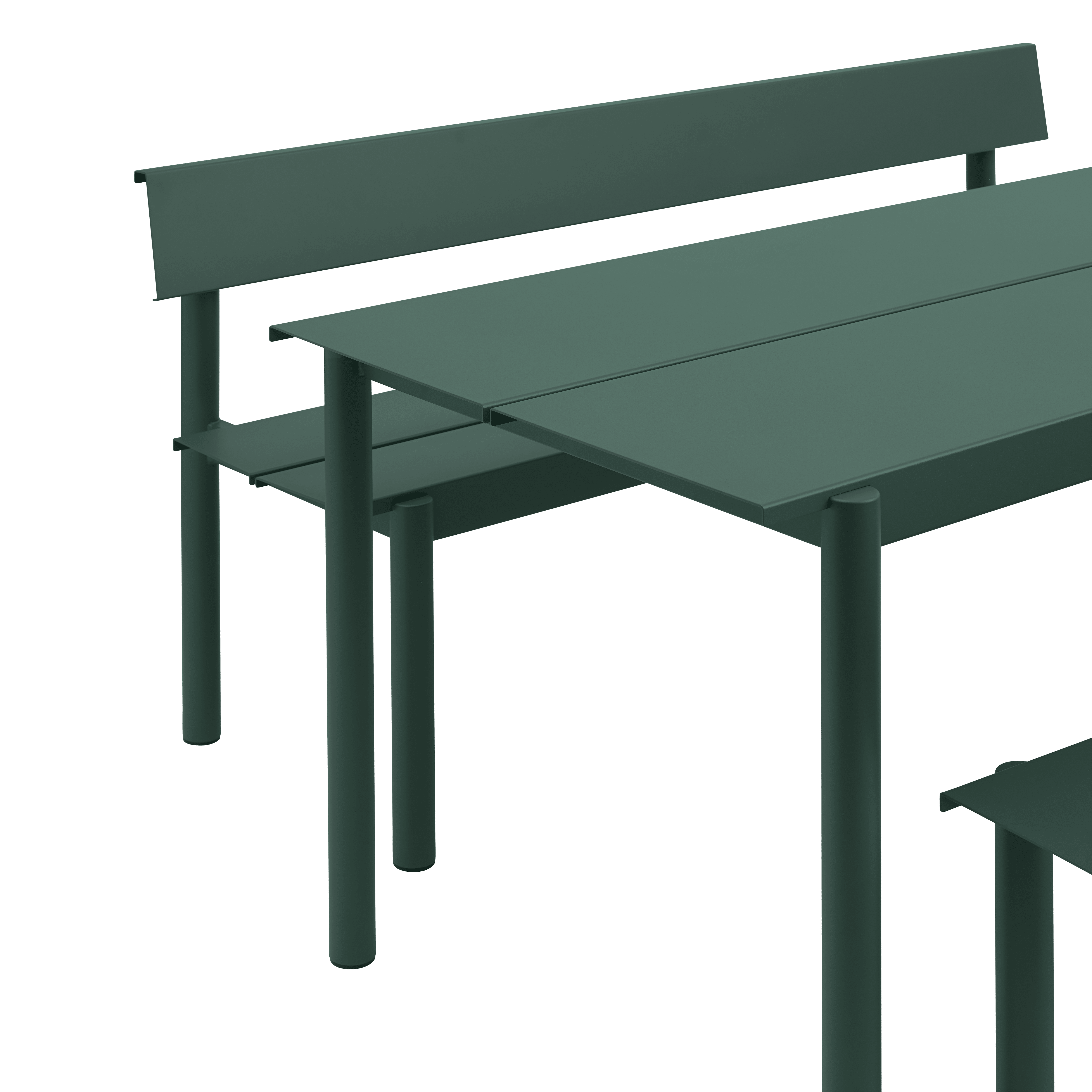 Outdoor bench with backrest LINEAR dark green steel
