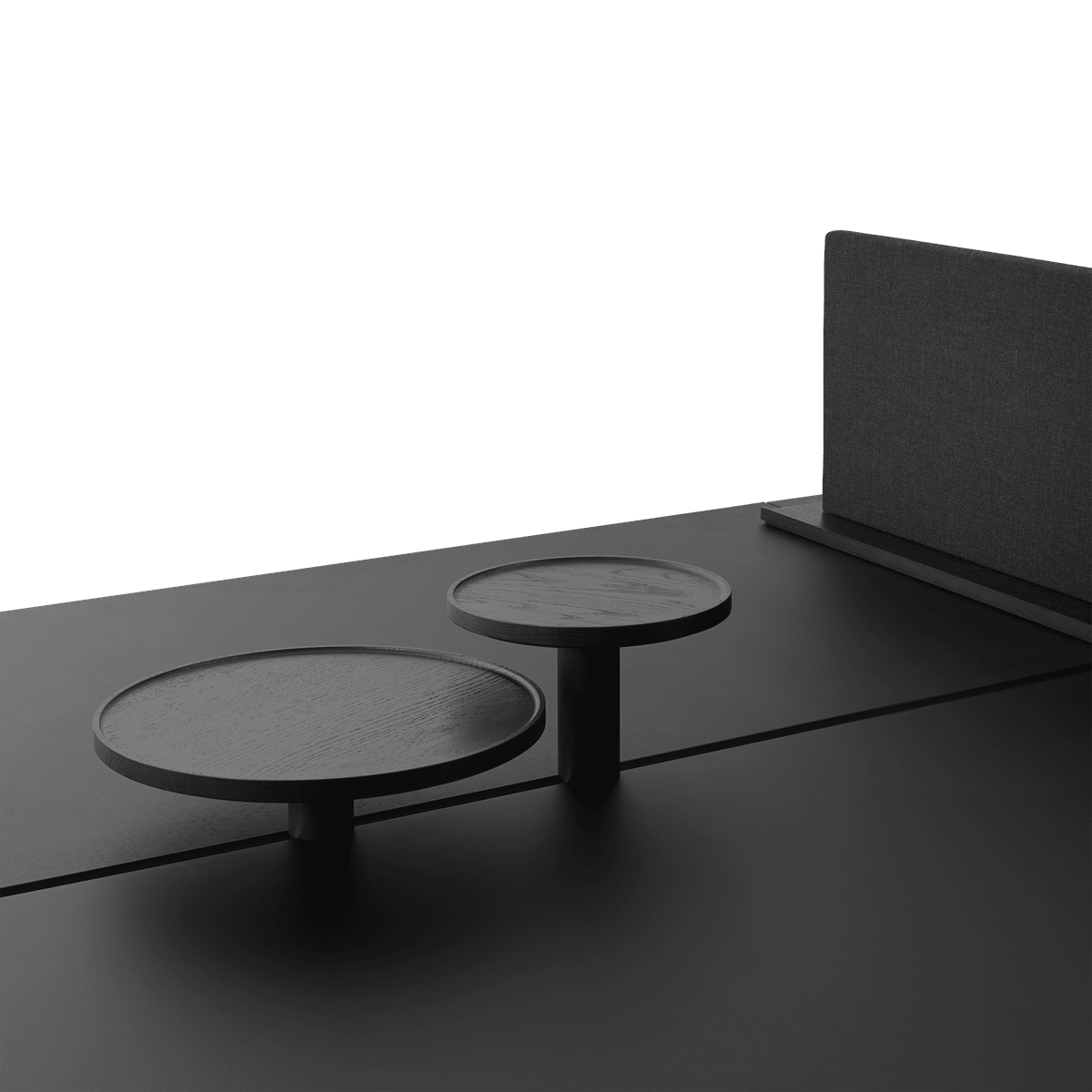LINEAR SYSTEM HIGH Office Desk - CONFIGURATION 1 in black nanolaminate with a black base