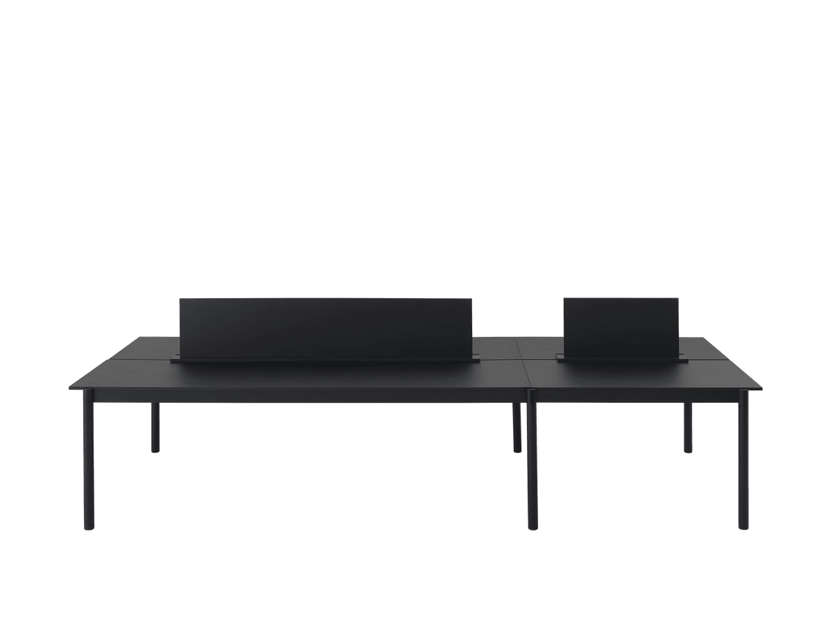 Bürotisch LINEAR SYSTEM - KONFIGURATION 1 schwarzes Nanolaminat mit schwarzem Gestell