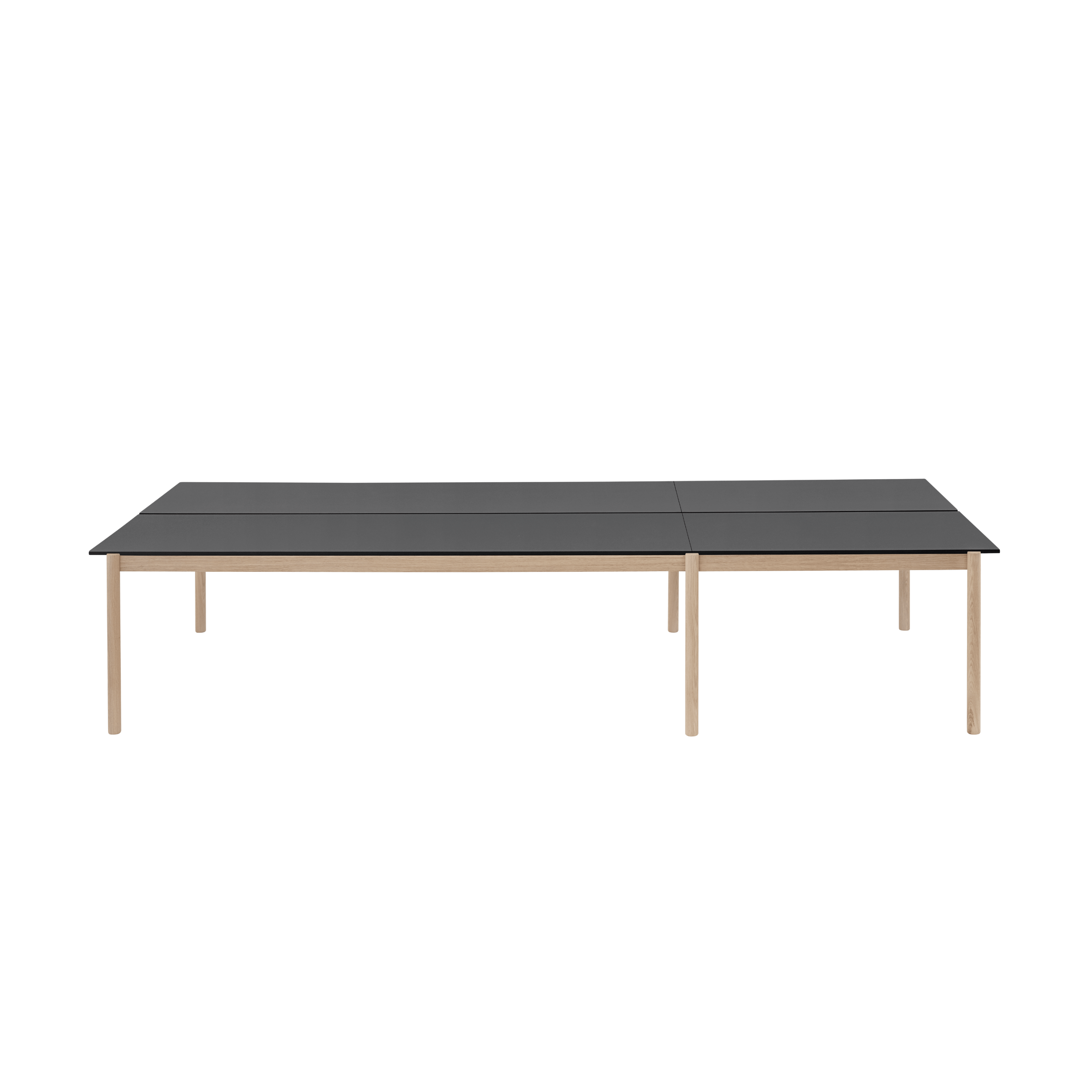 Bürotisch LINEAR SYSTEM - KONFIGURATION 1 schwarzes Nanolaminat mit Eichenbasis