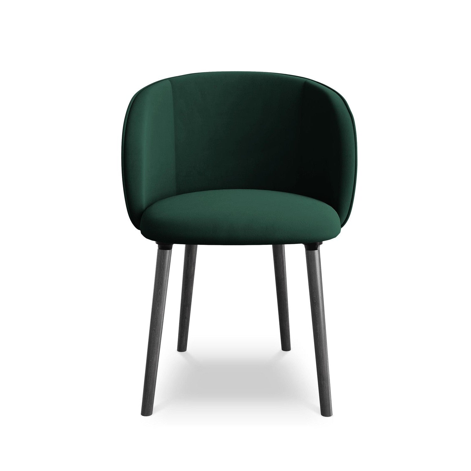 Velvet Chair MAIA in Bottle Green with Black Oak Base