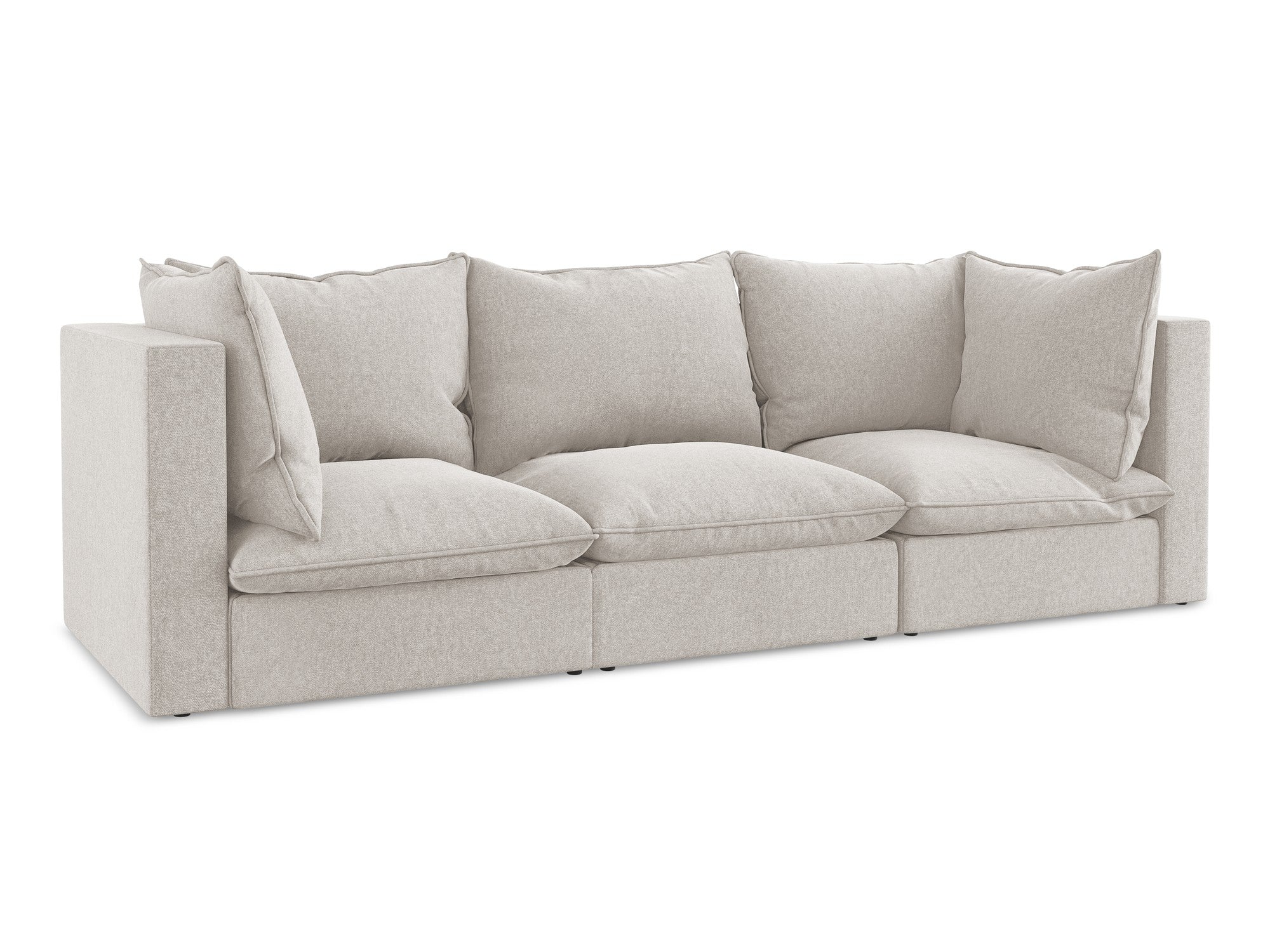 Sofa aus Samt 3-sitzig MANAO hellbeige