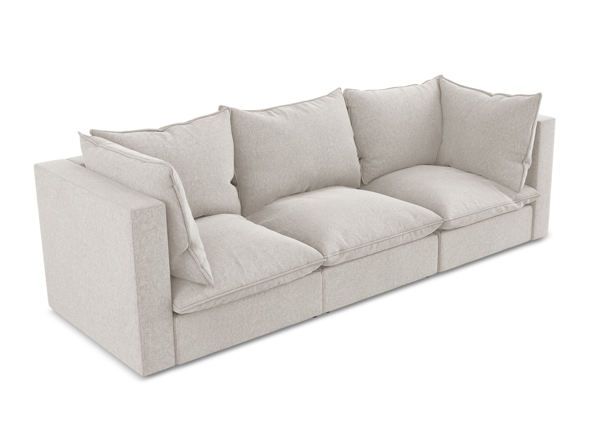 Sofa aus Samt 3-sitzig MANAO hellbeige