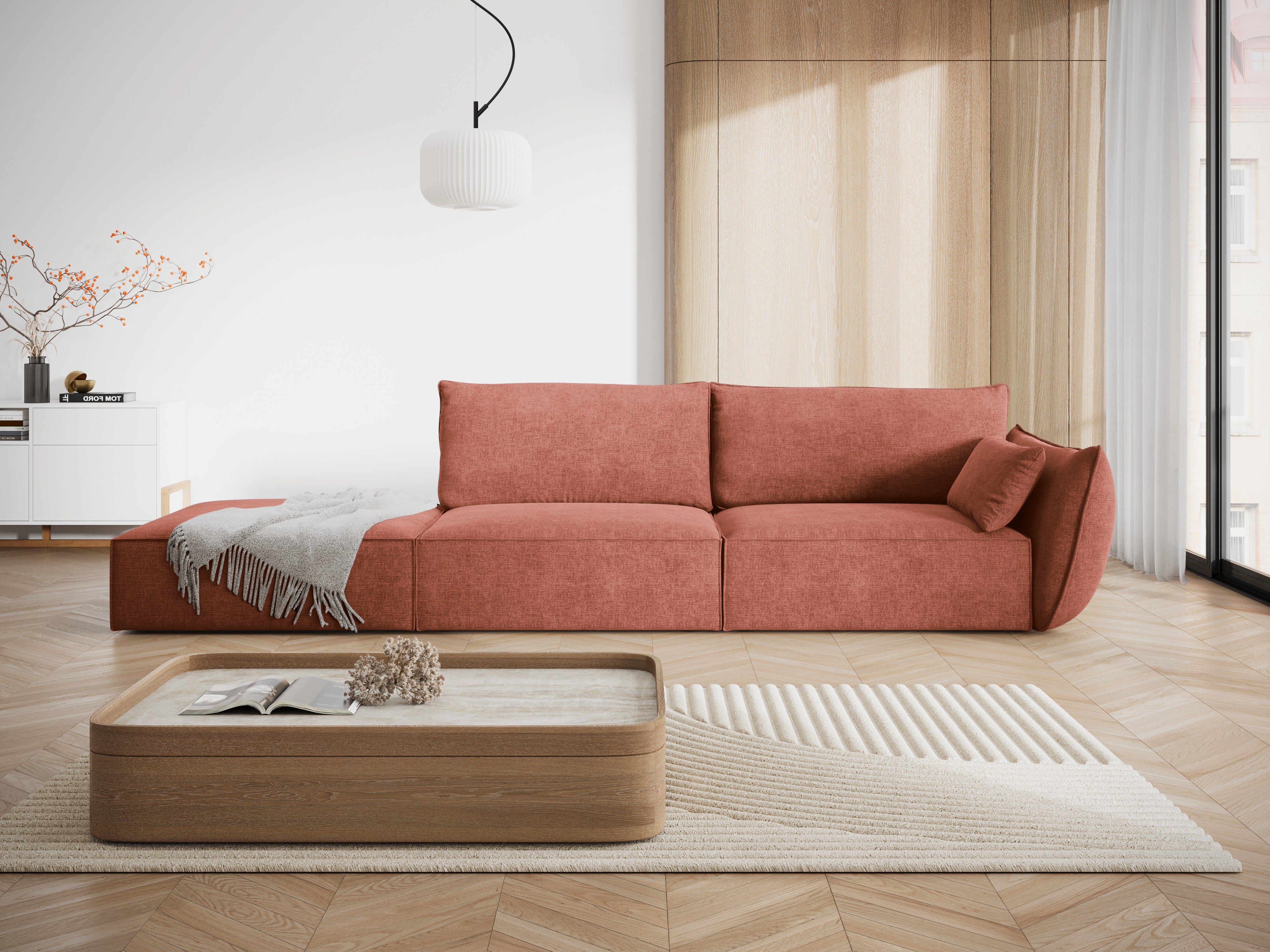Sofa im Szenil -Stoff ließ offene Vanda Terrakotta auf