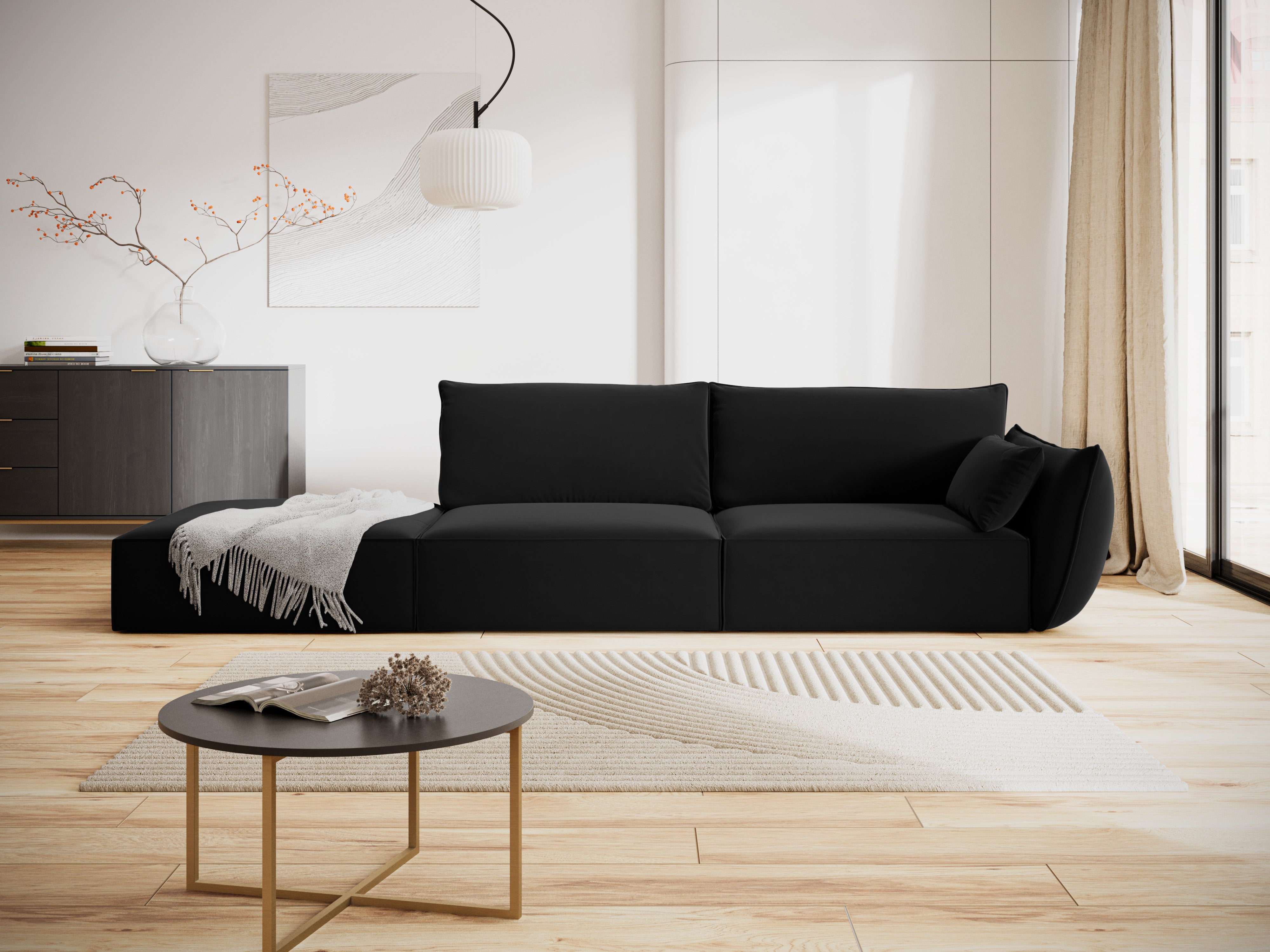 Links -Seiten -Samtsofa Open Vanda Czarny