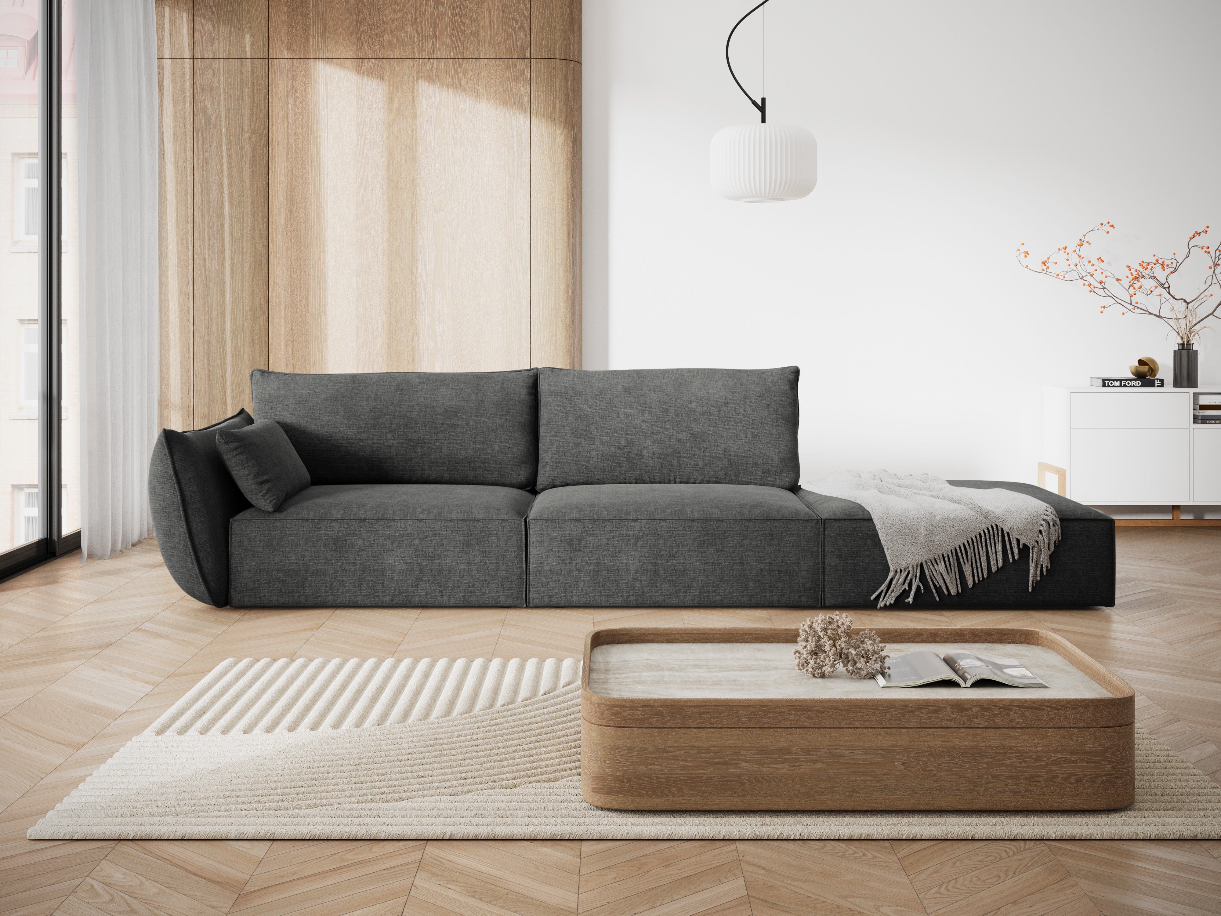 Sofa im Sofastoff des rechten Handes offen Vanda dunkelgrau