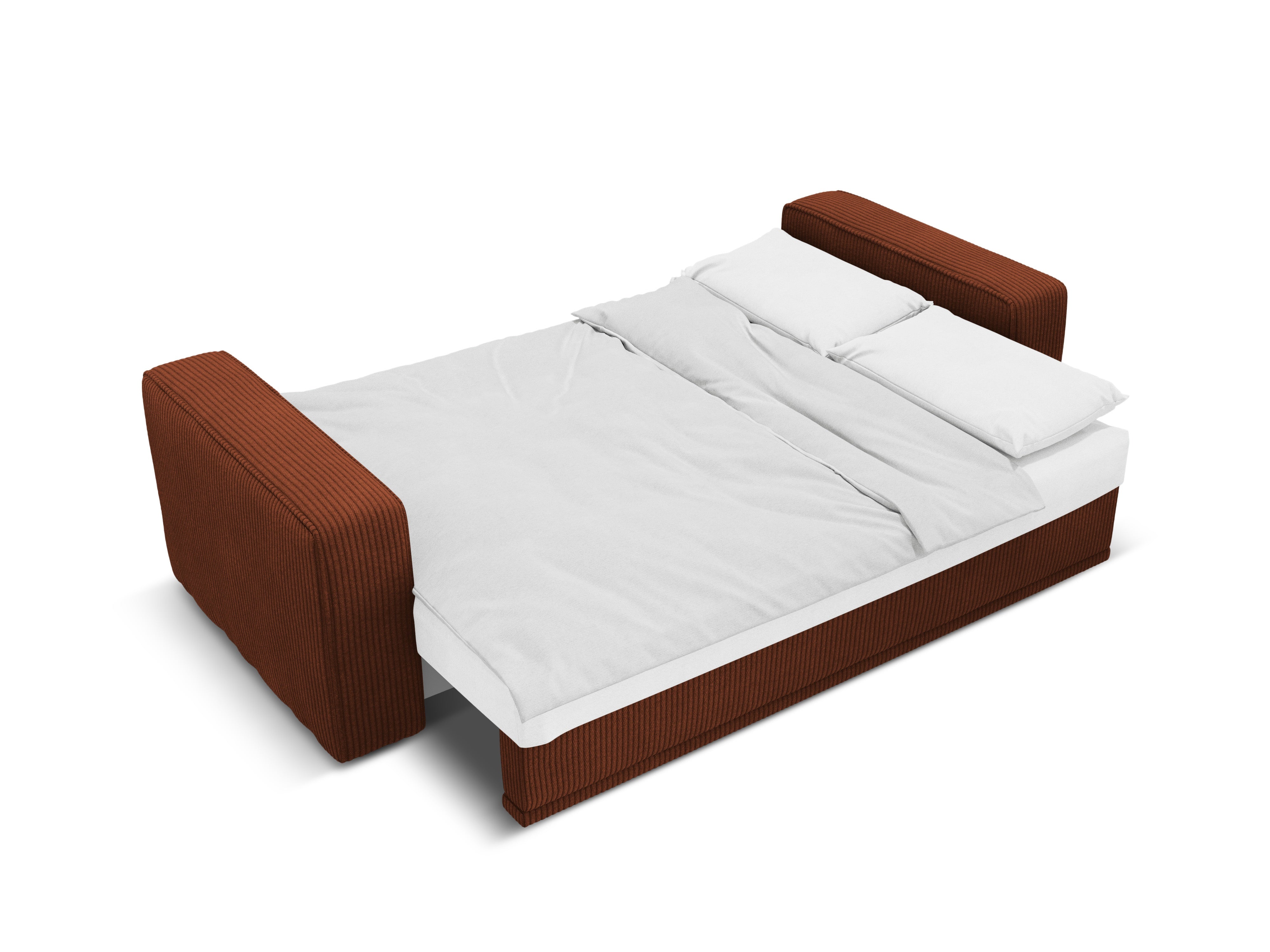 Left-sided corner sofa bed RIBES in brick corduroy