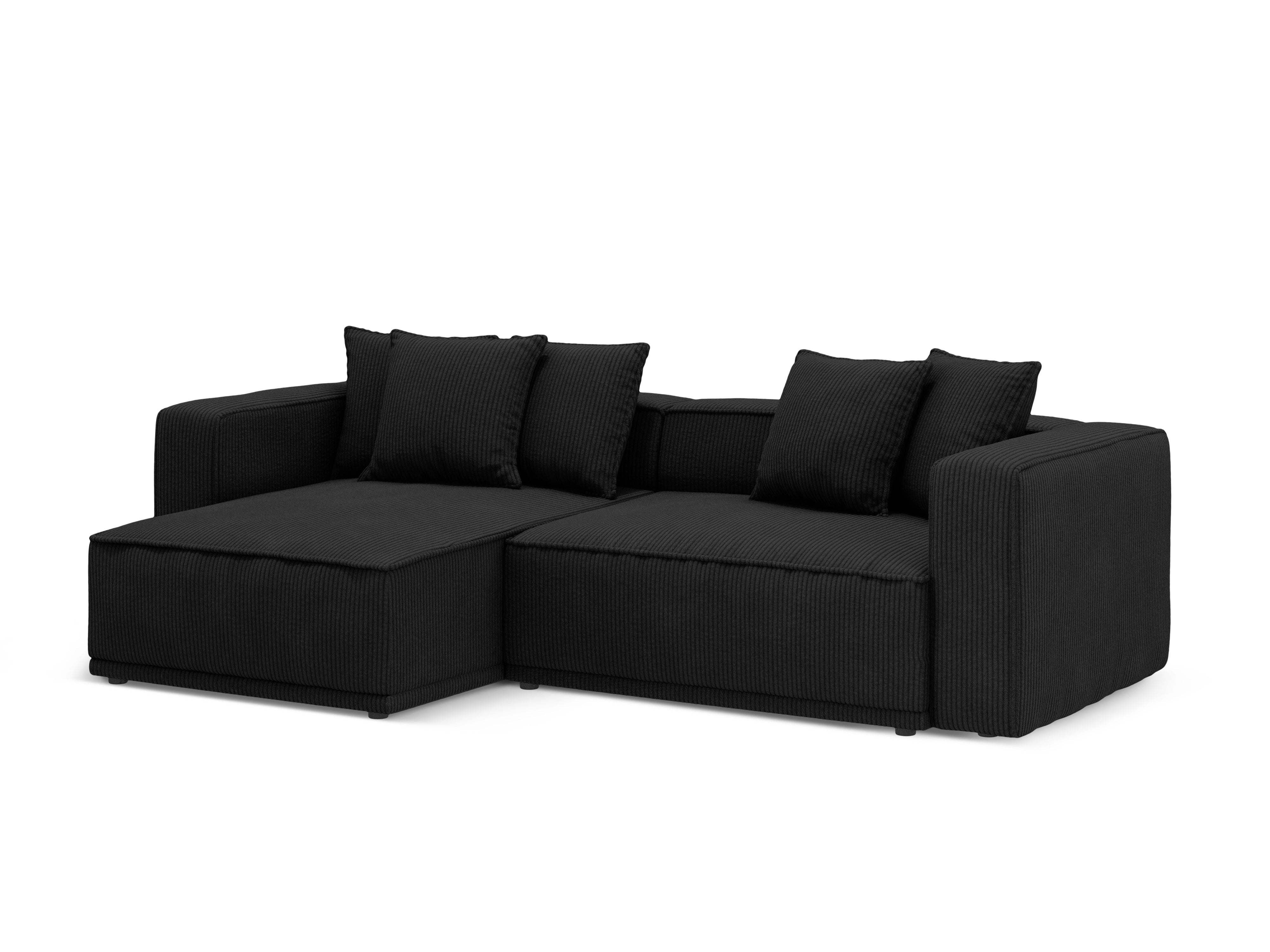 Left-sided corner sofa bed RIBES black corduroy