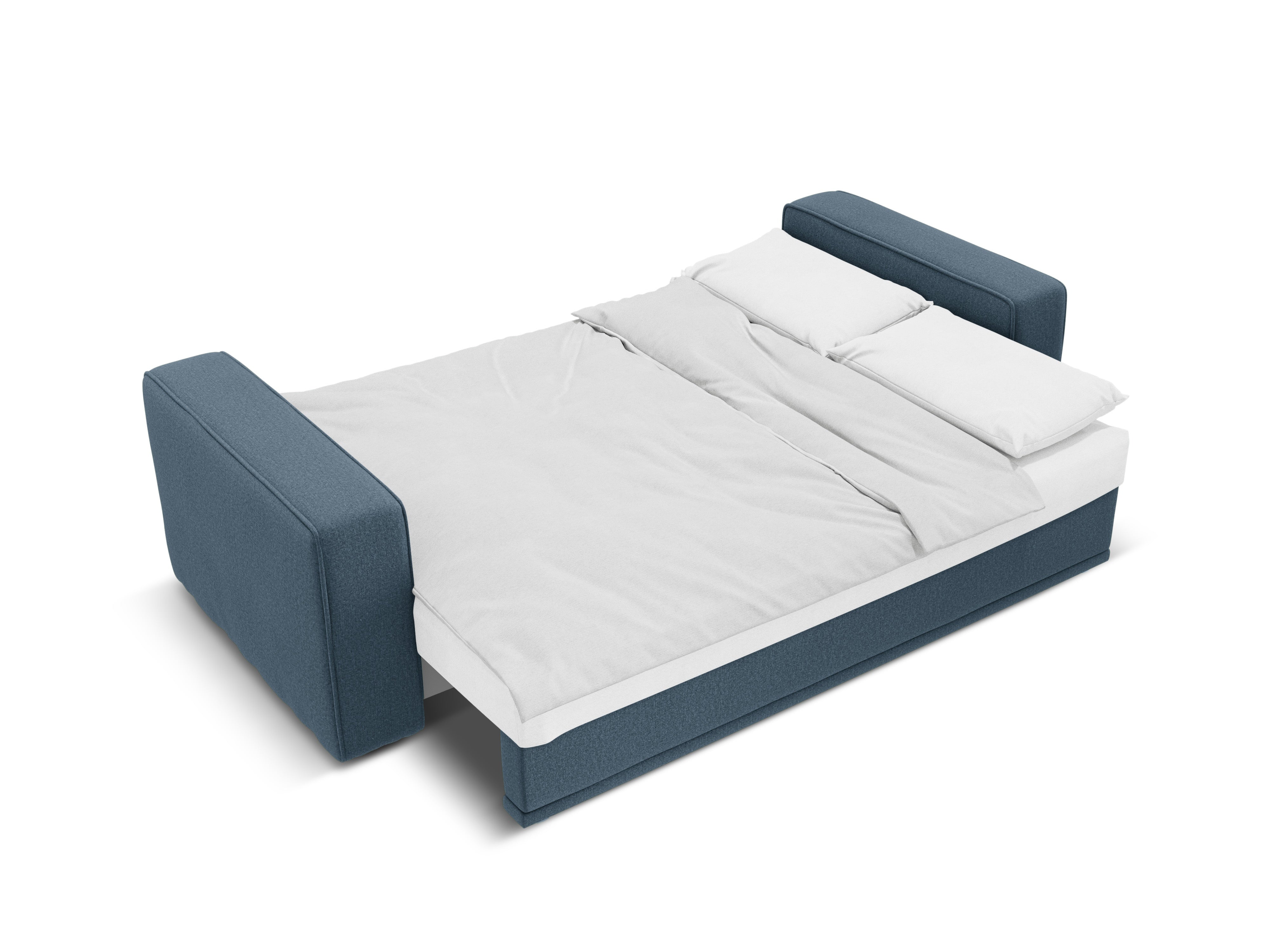 Left-sided corner sofa bed RIBES denim blue chenille