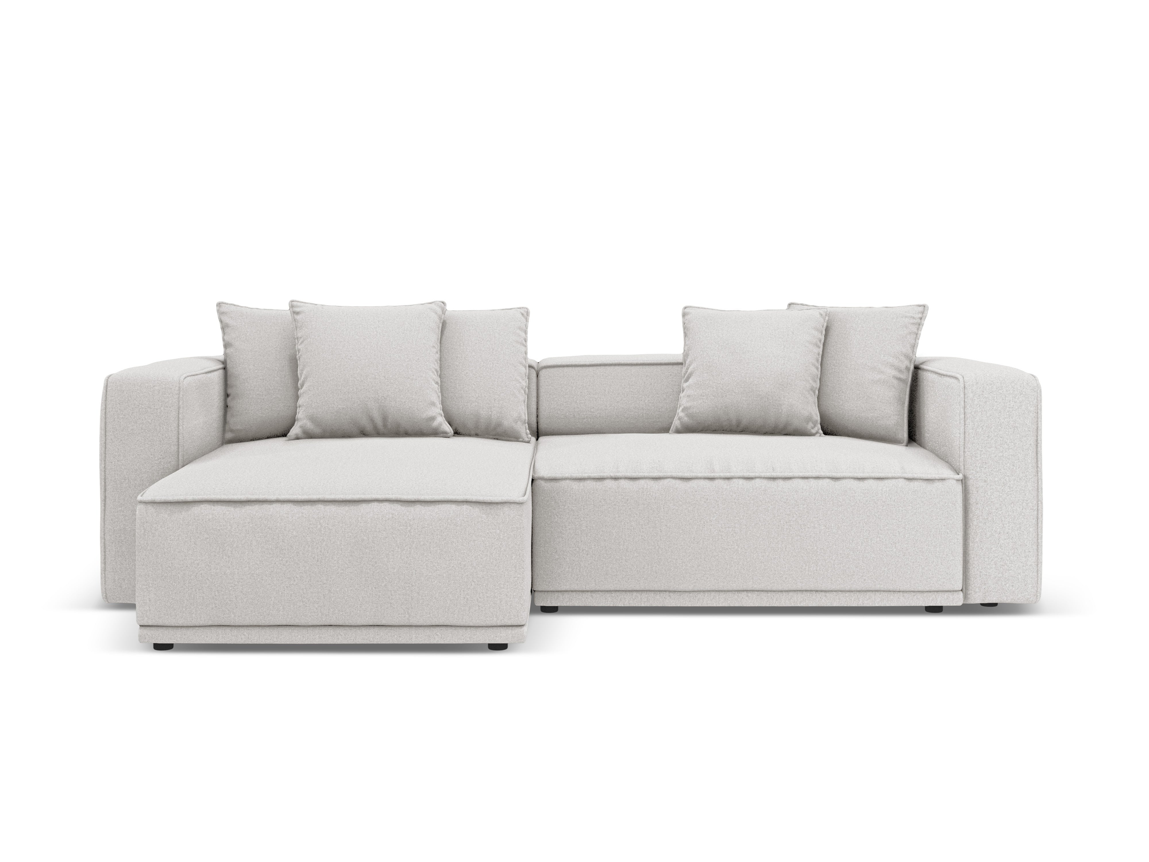 Linksseitiges Schlafsofa RIBES silberner Chenille