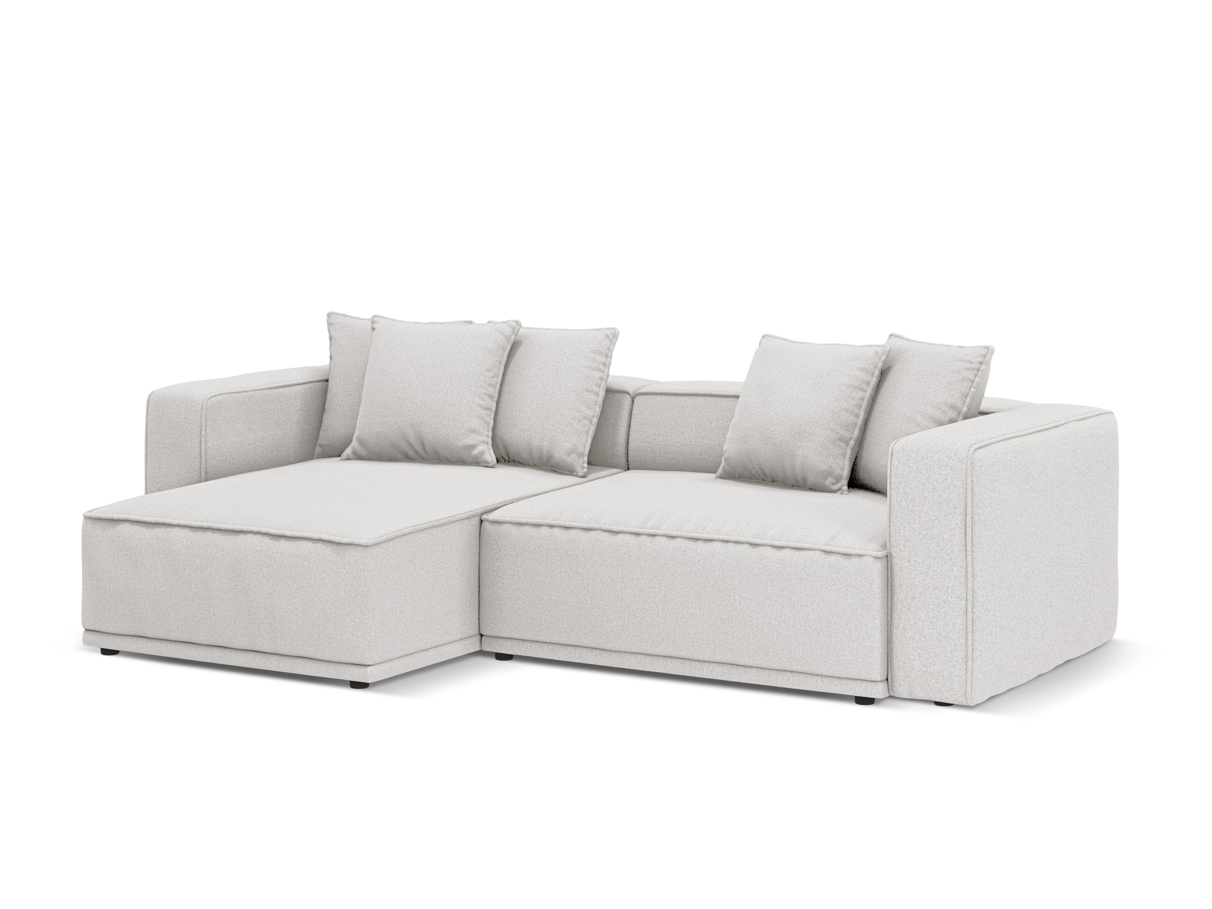 Linksseitiges Schlafsofa RIBES silberner Chenille