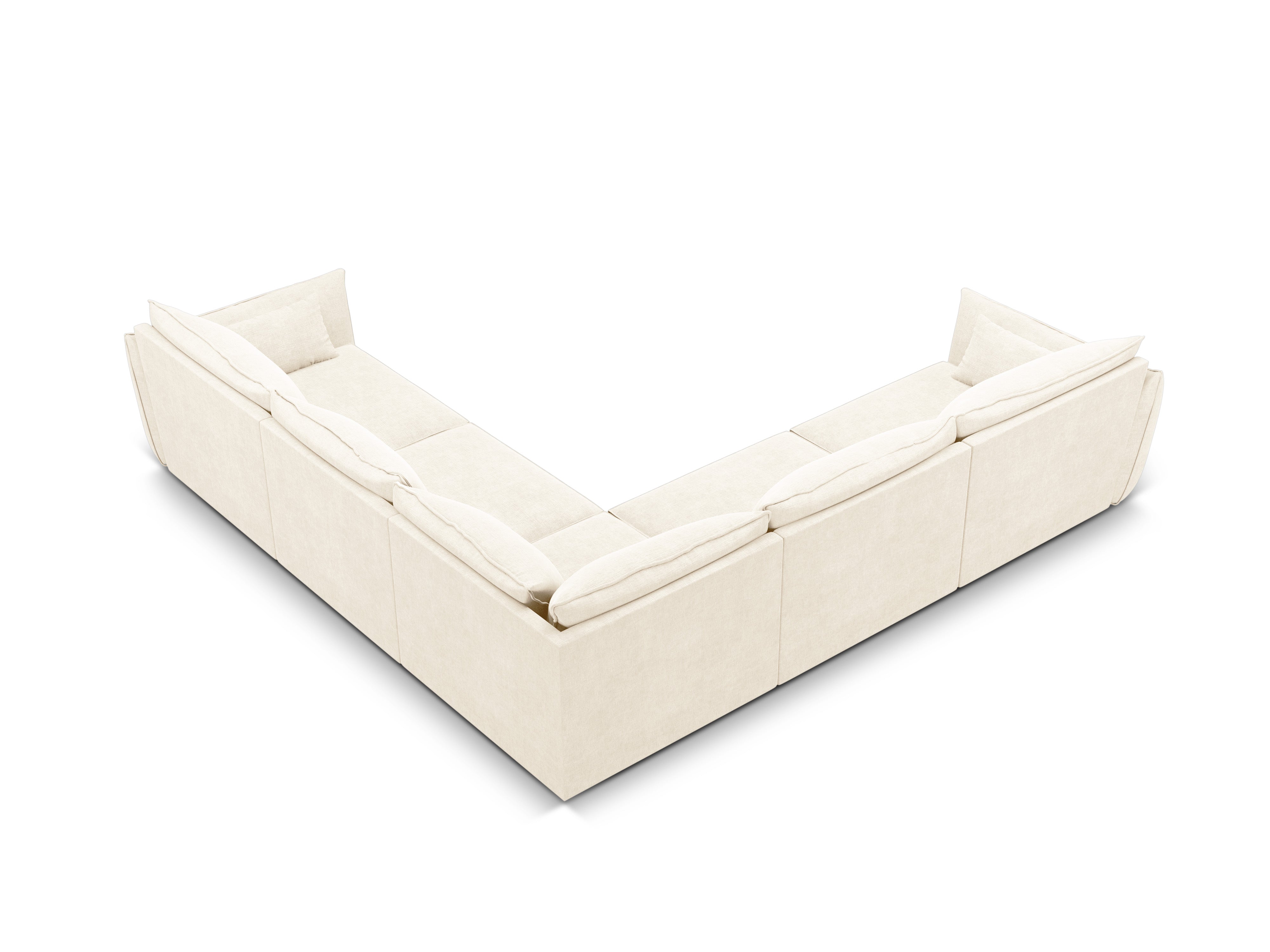 Symmetrische Ecke im hellen beige Szenil -Stoff