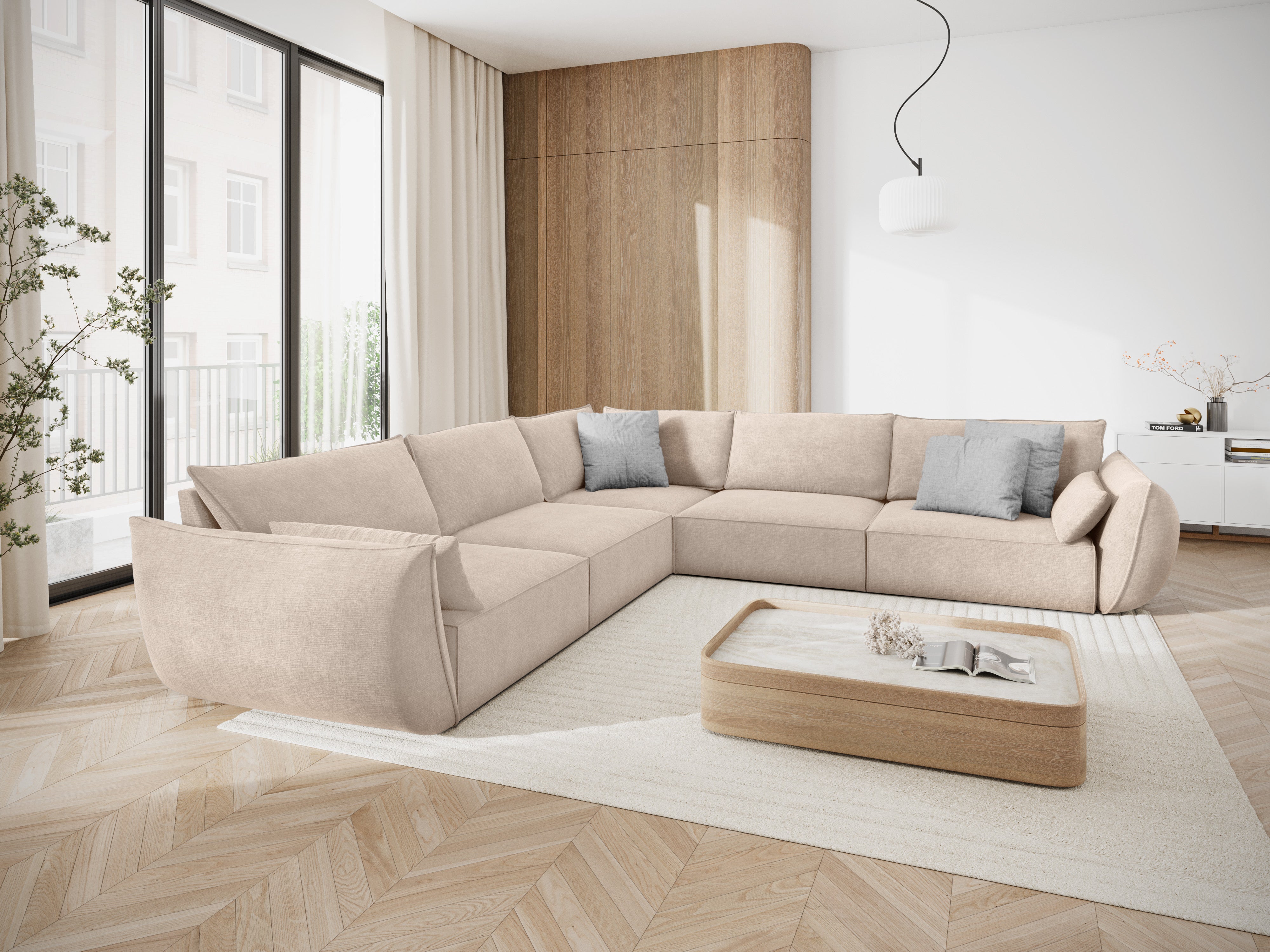 Symmetrische Ecke im Vanda Beige sielilianischen Stoff
