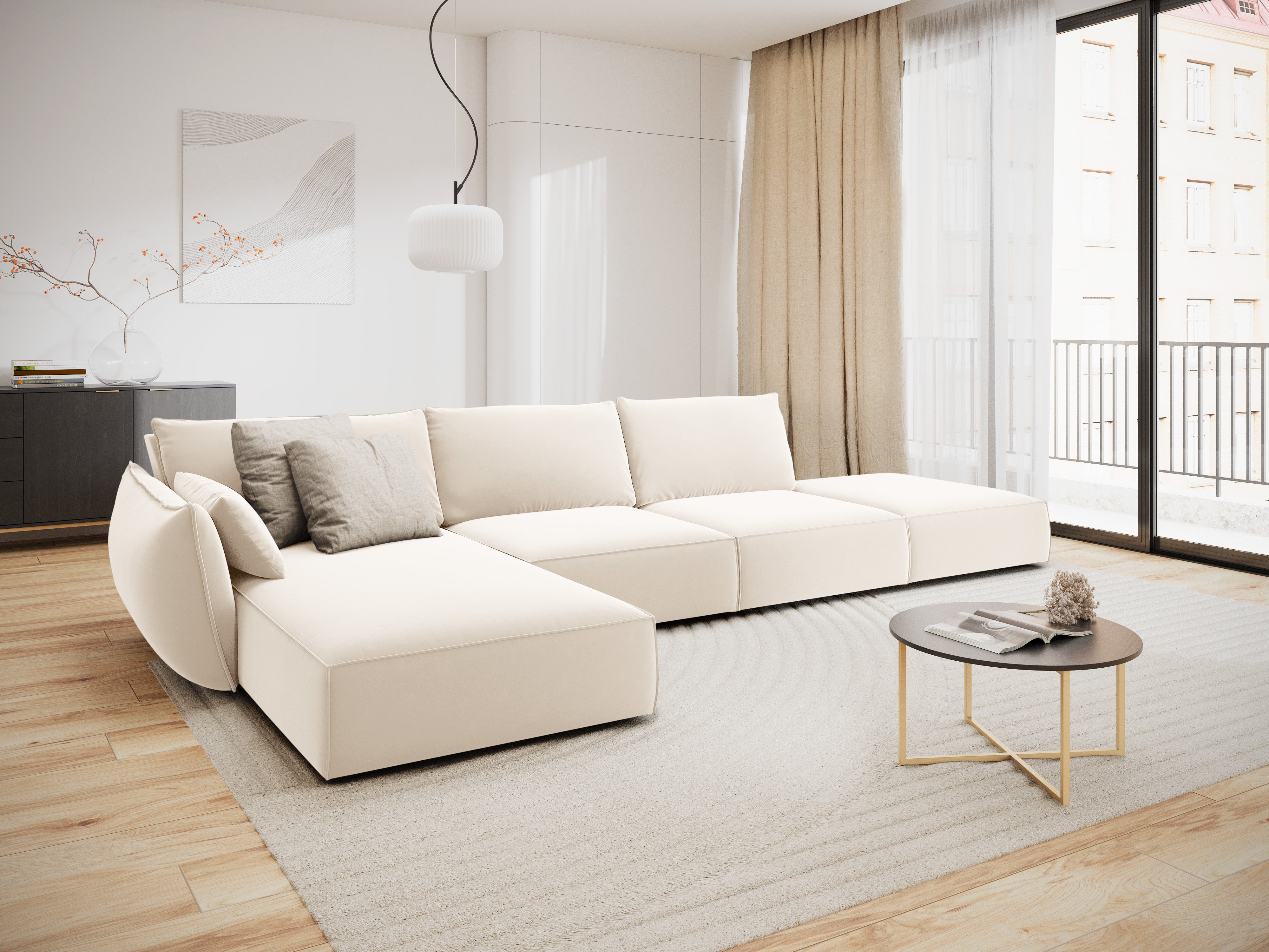 Links -Hand -Samt Vanda Beige offen Vanda