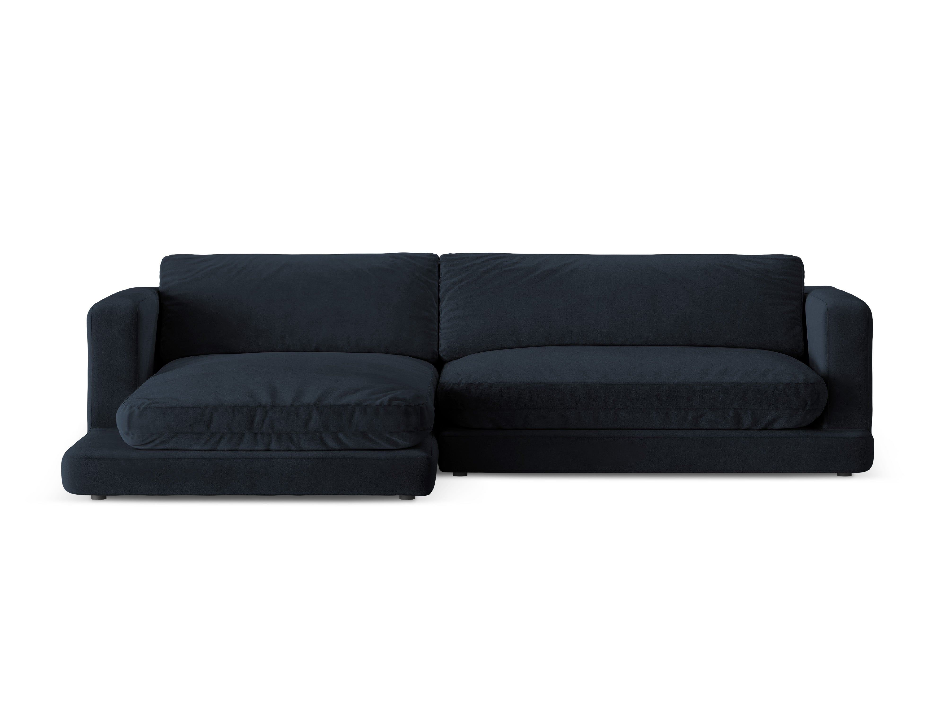 Samt-Ecksofa links DAPHNE in Marineblau