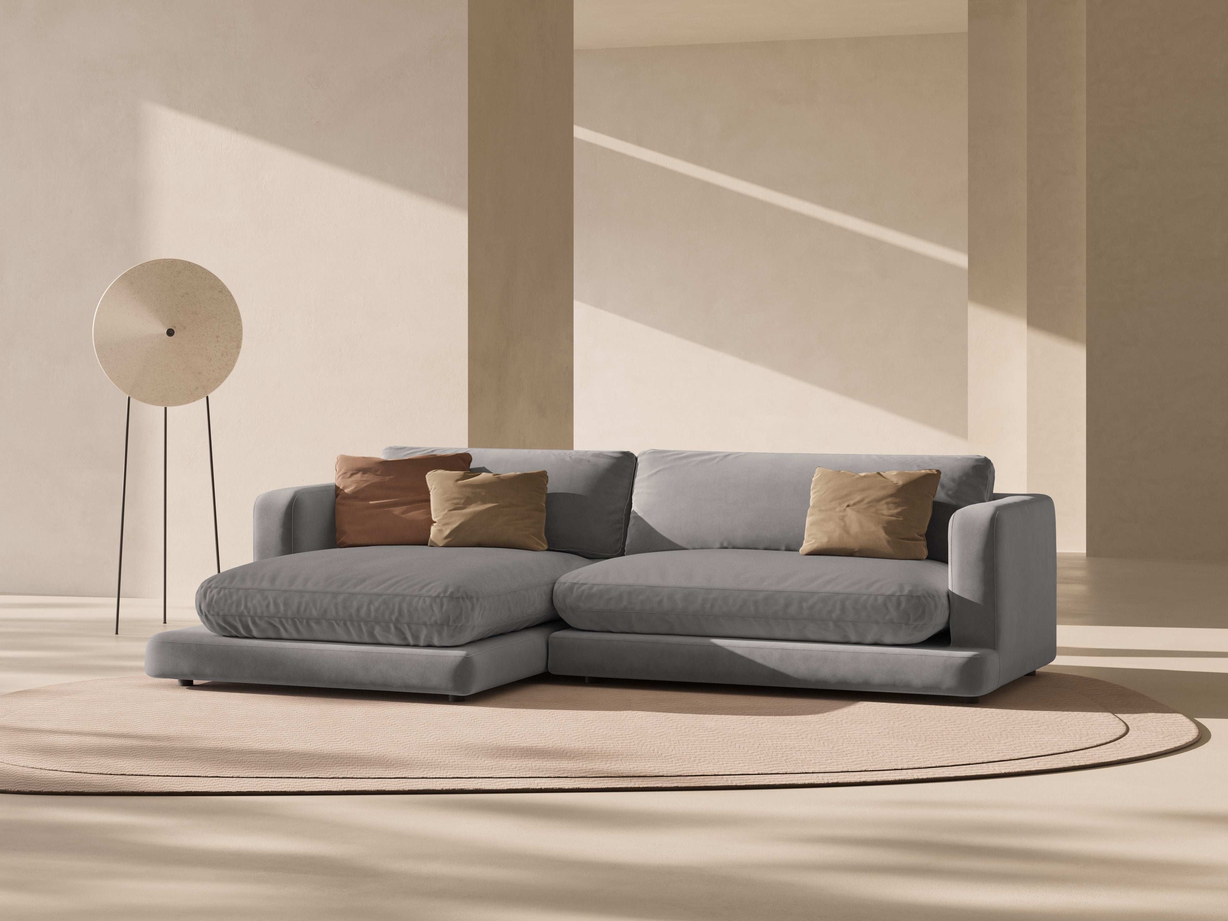 Left-facing velvet corner sofa DAPHNE gray