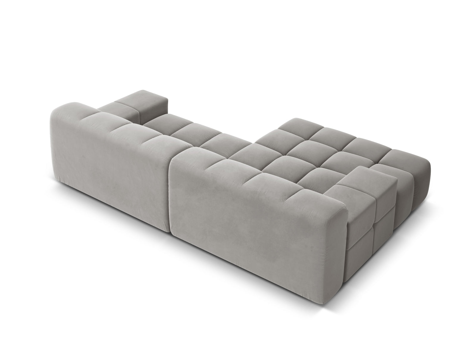 Samt-Ecksofa für 2 Personen links AGAVE grau