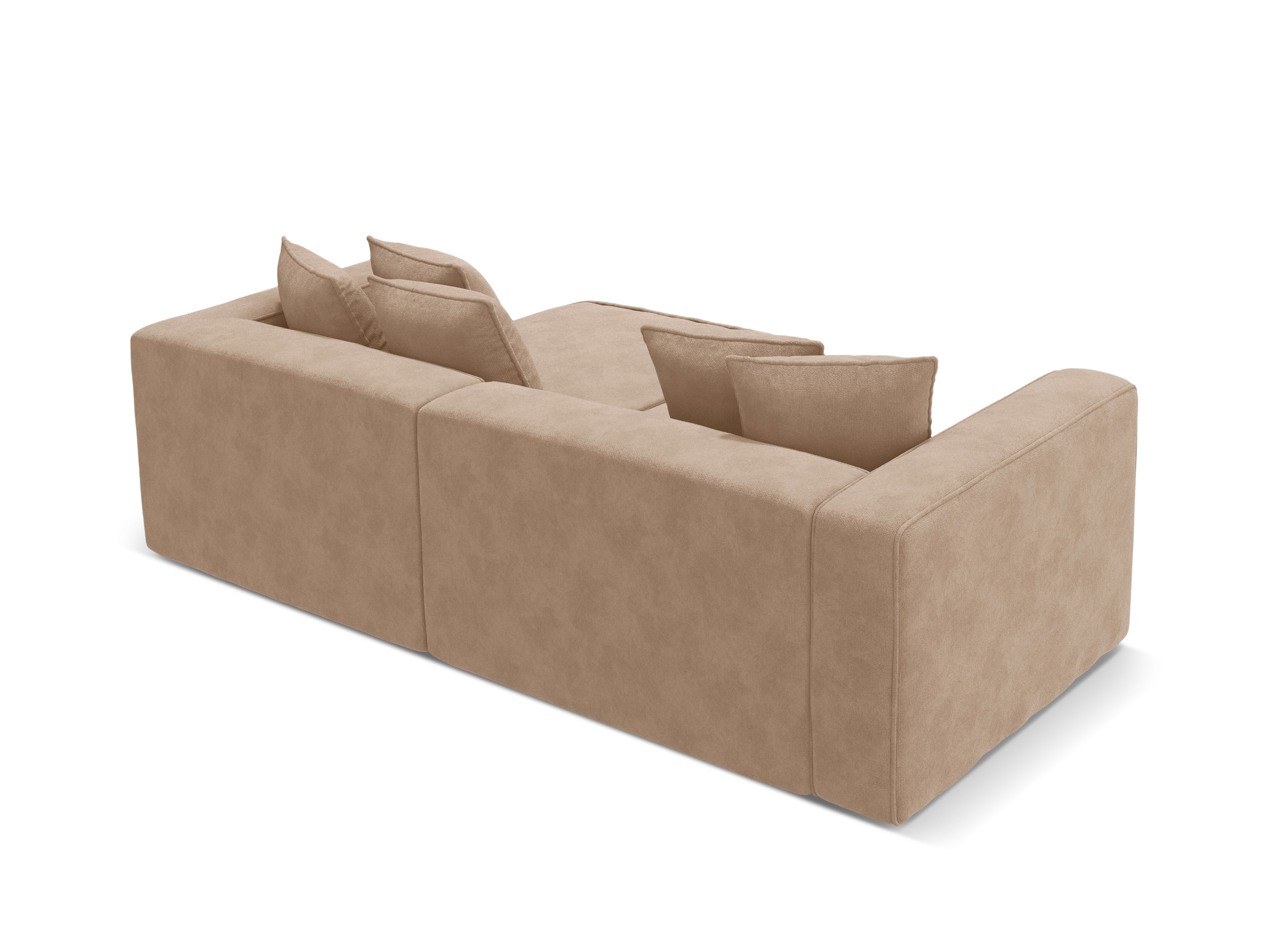 Right-facing velvet corner sofa bed RIBES in dark beige