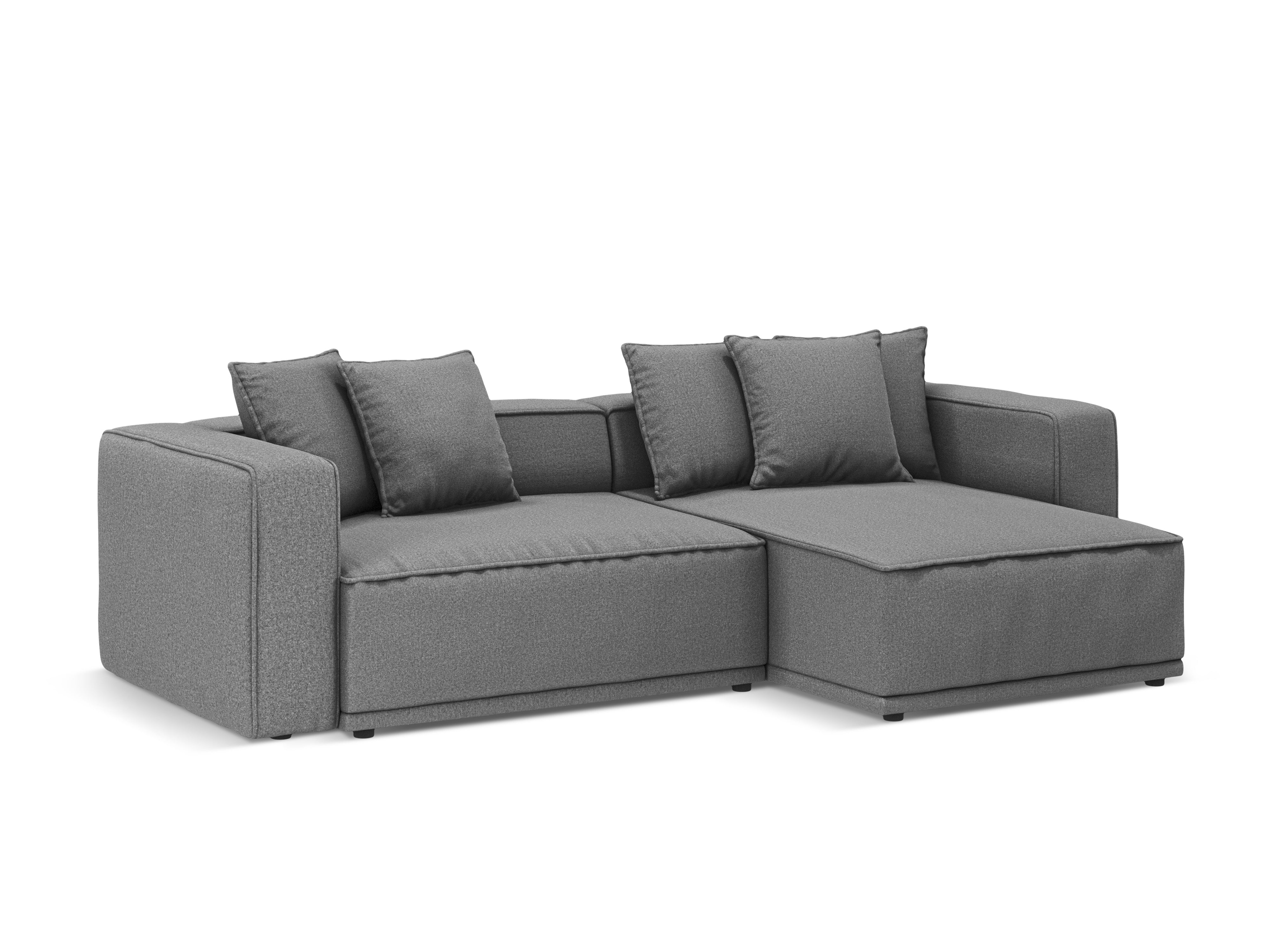 Right-sided corner sofa bed RIBES gray chenille
