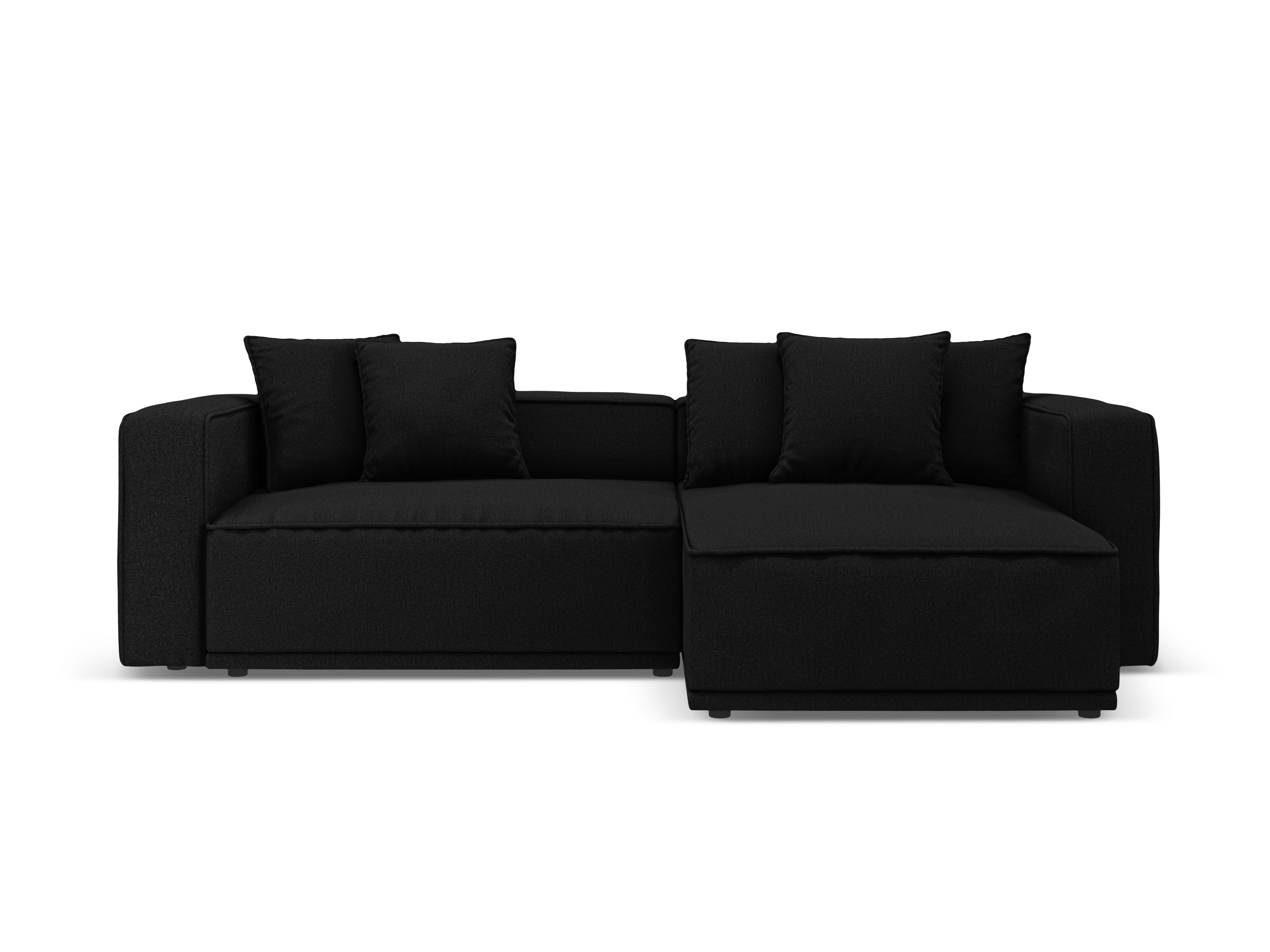 Right-sided corner sofa bed RIBES black chenille