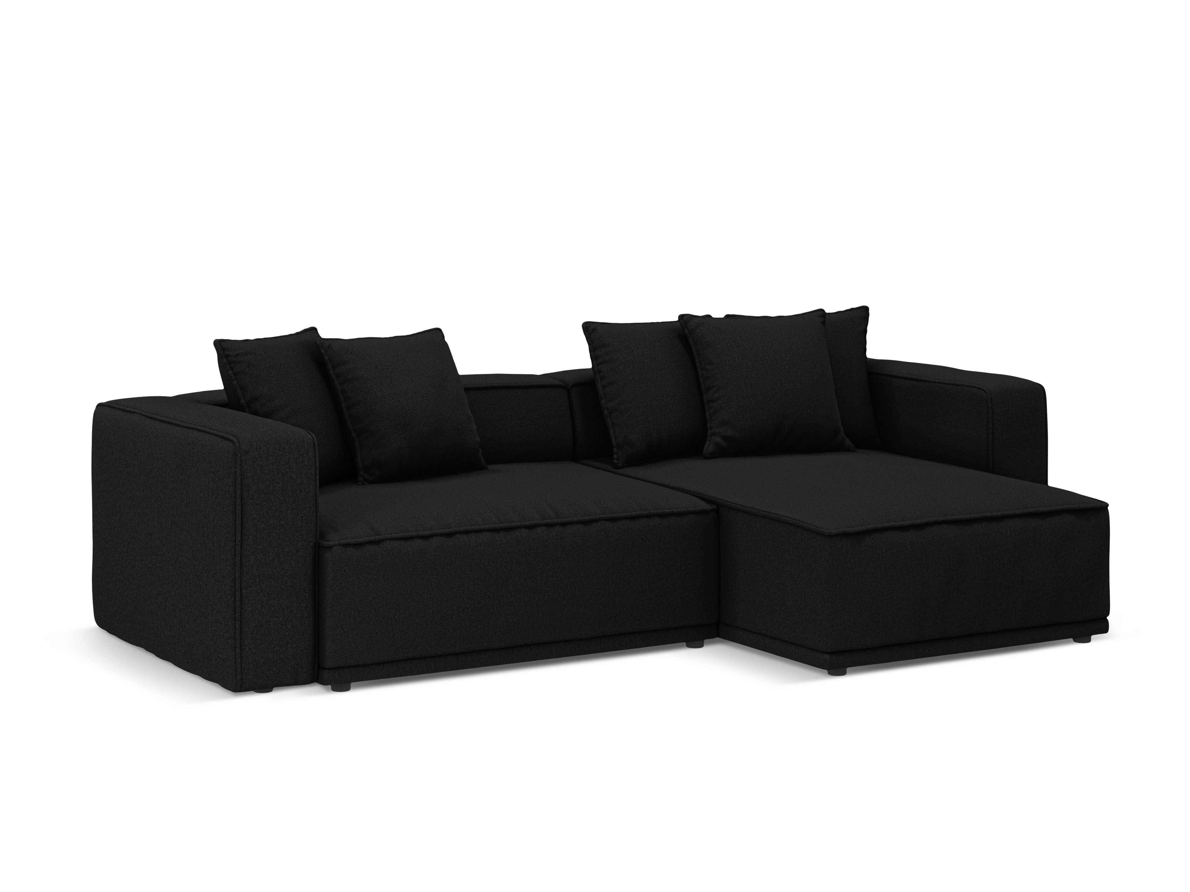 Right-sided corner sofa bed RIBES black chenille