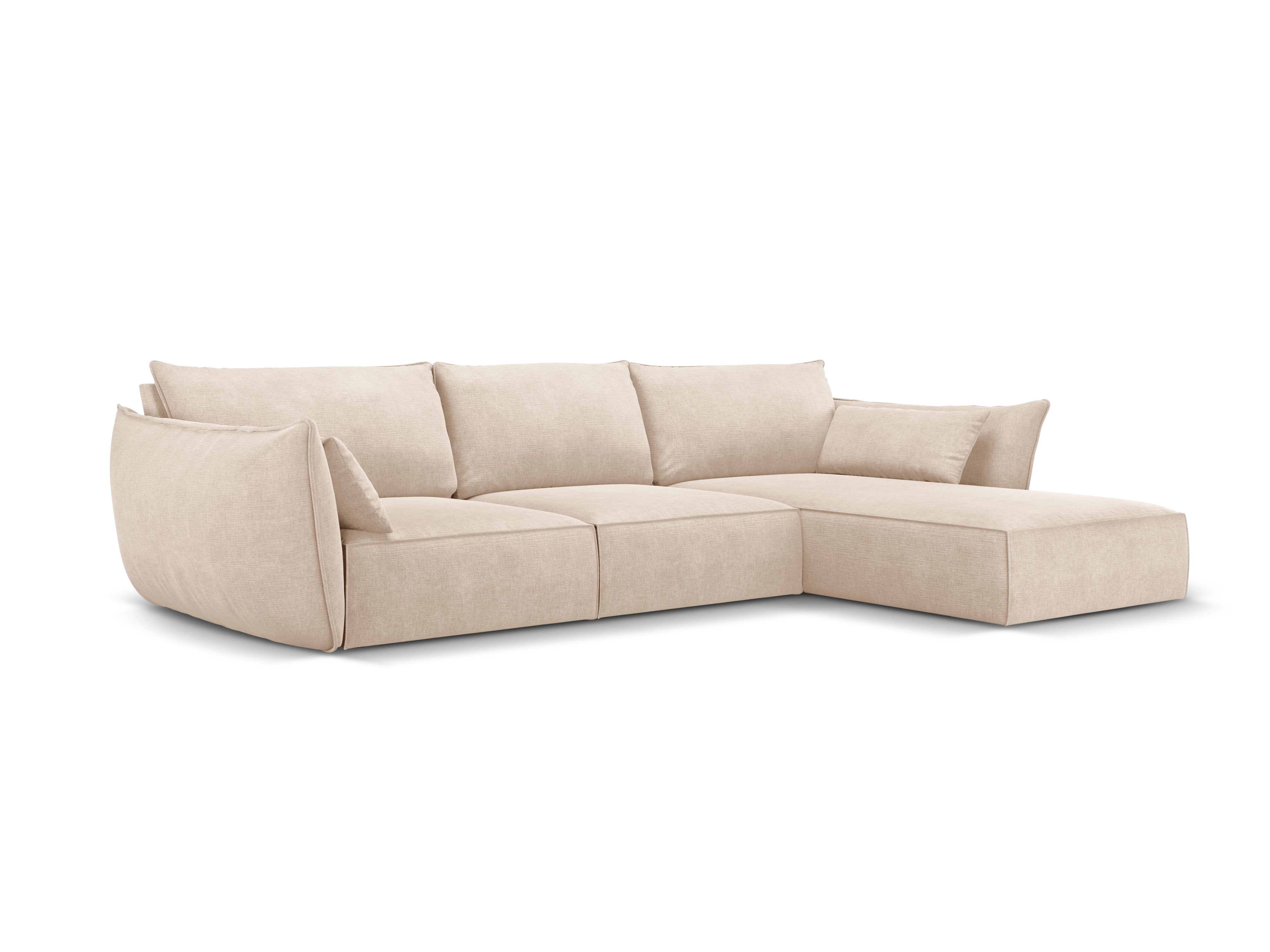 Ecke im Sznil-Stoff rechtshändige 4-Sitzer Vanda Beige