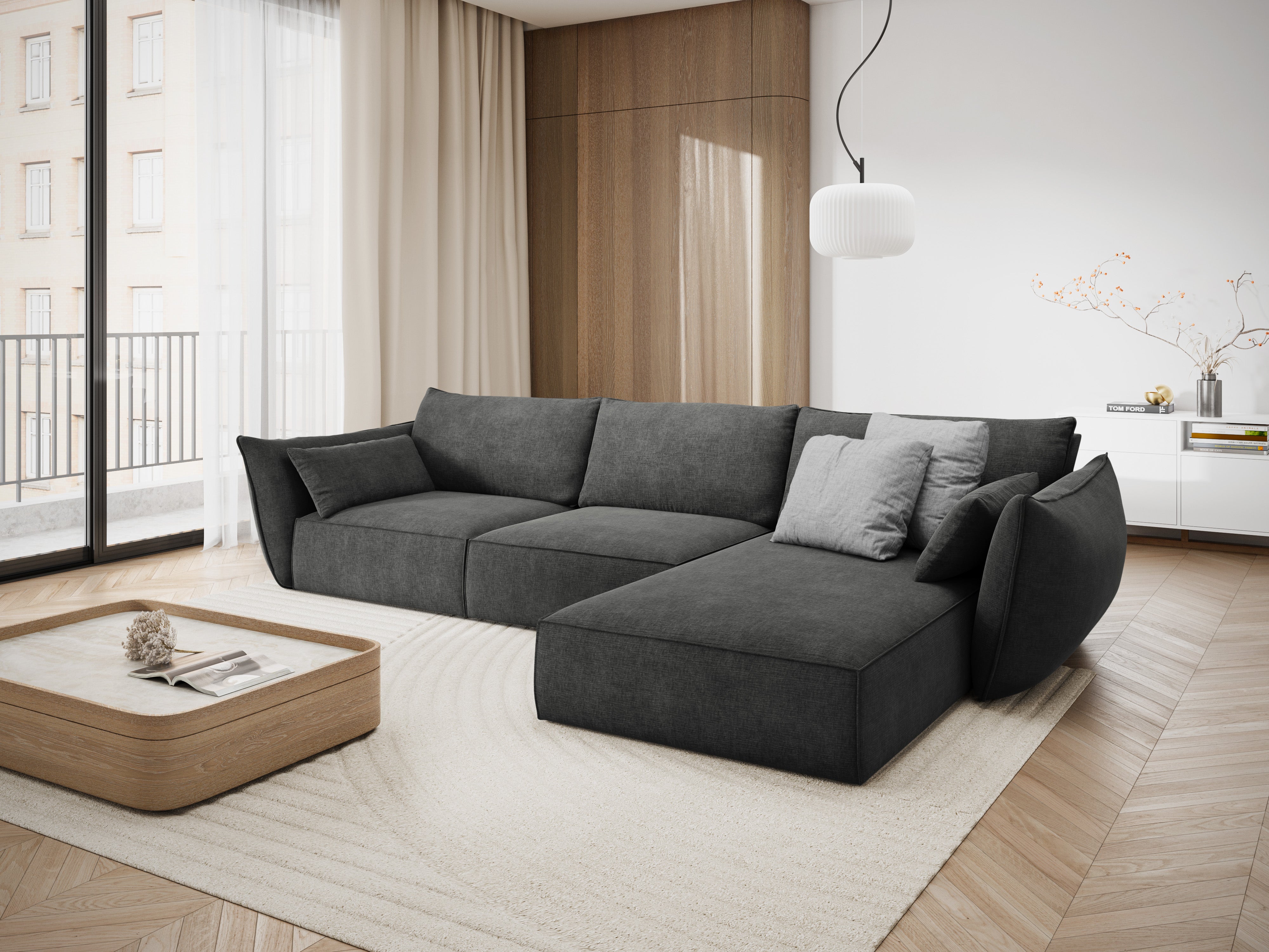 Eine Ecke im Szenil-Stoff rechtsseitig 4-Personen Vanda Dark Grey