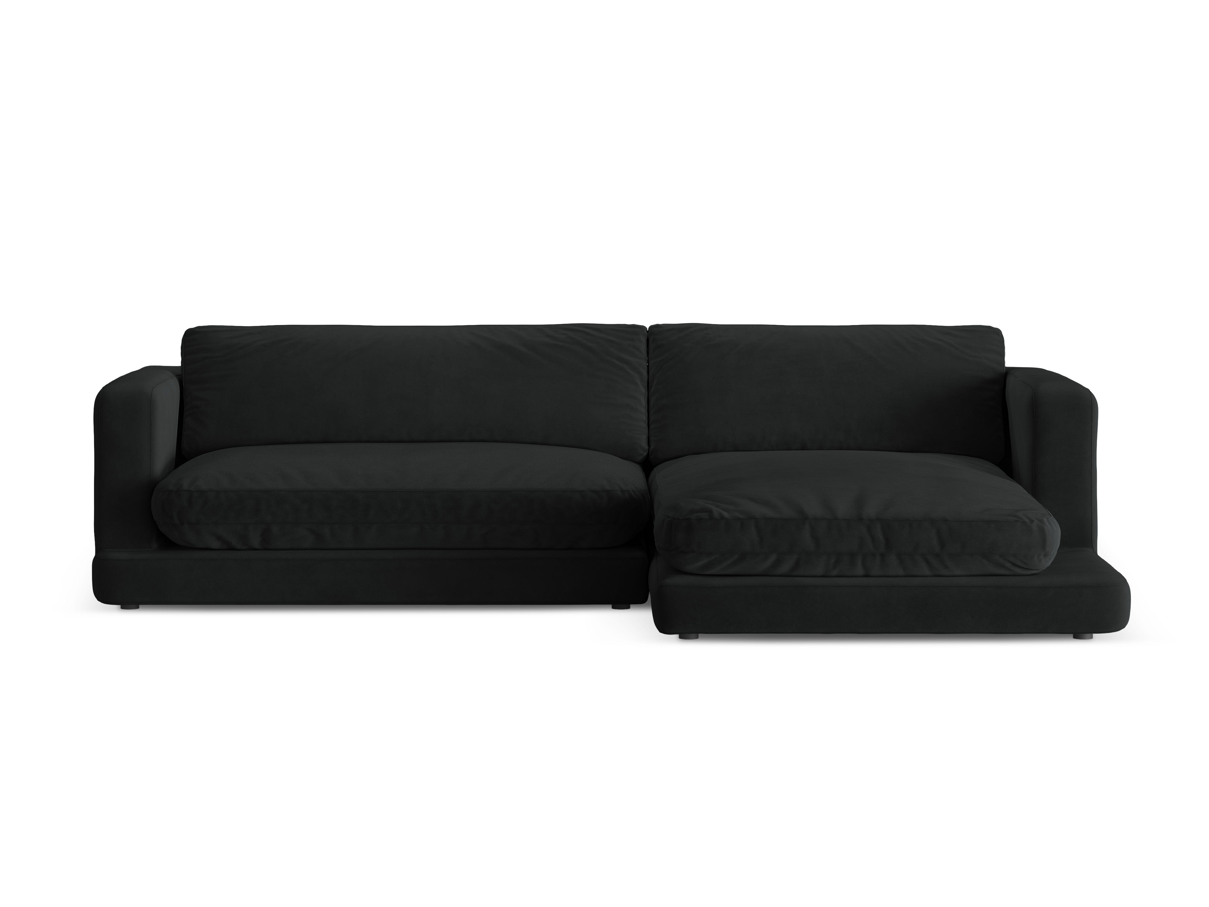Samt-Ecksofa rechts DAPHNE schwarz