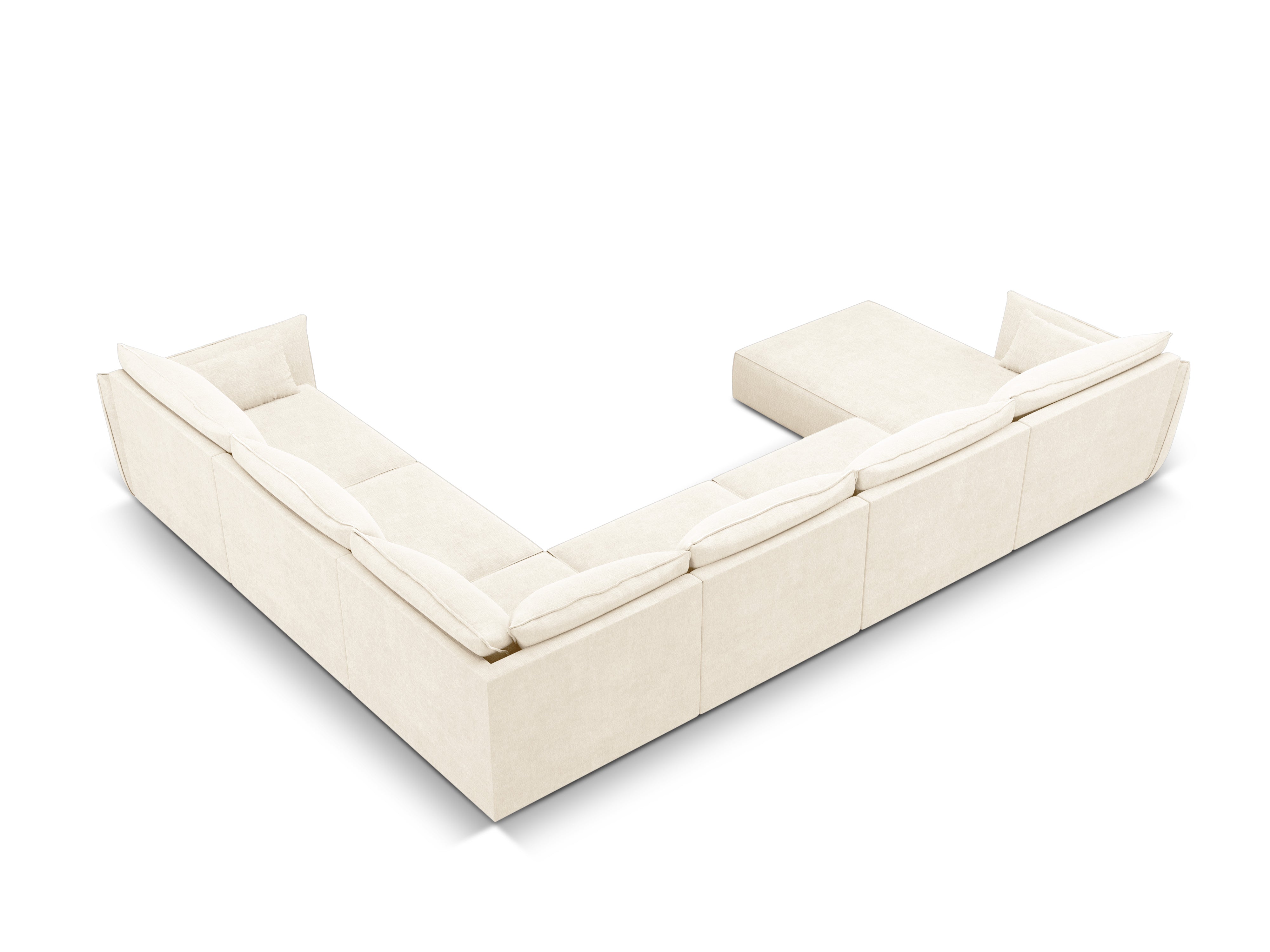 Eine Panorama -Ecke im Skinil -Stoff rechts, helles Licht beige Vanda