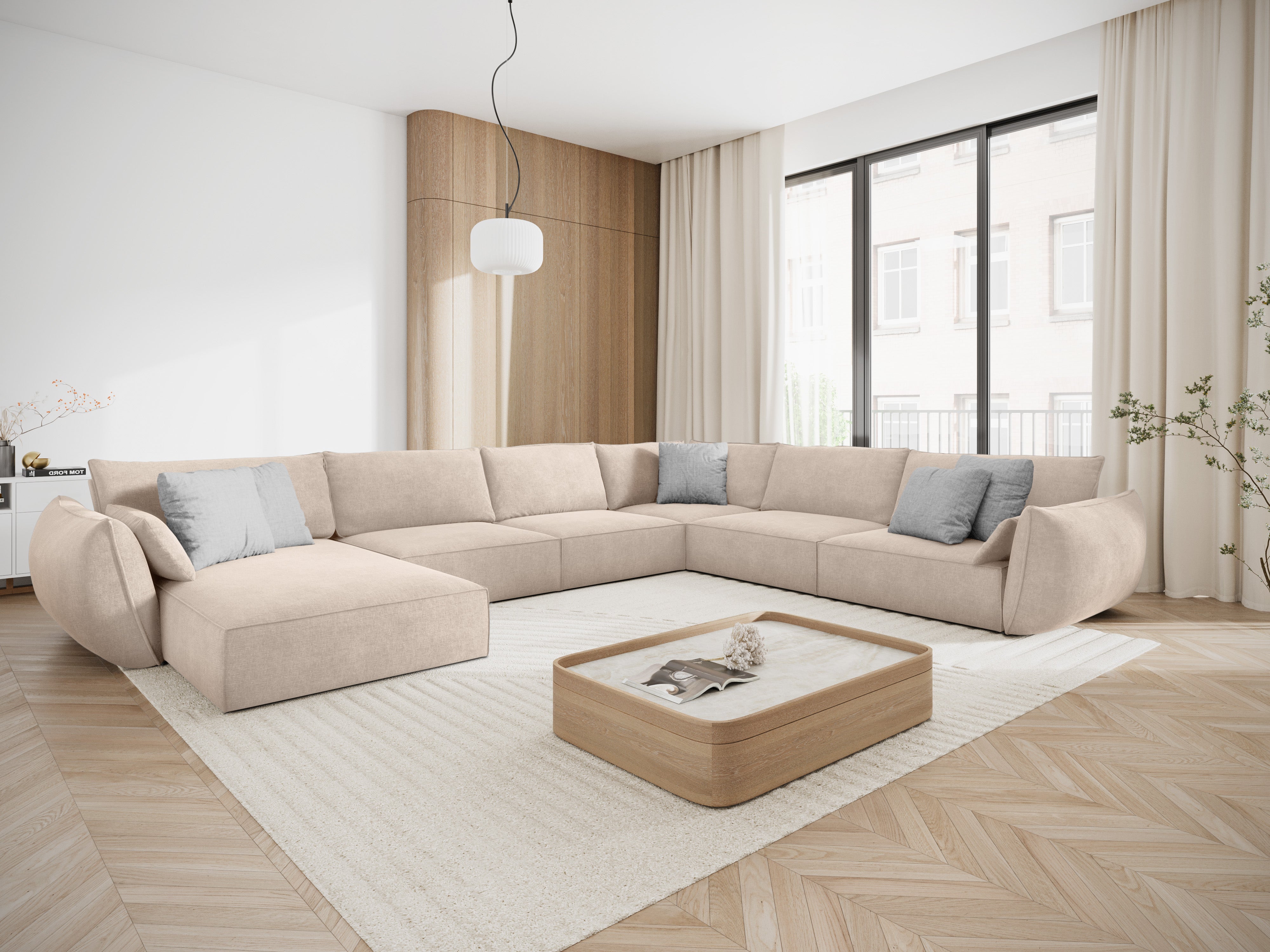 Panorama -Ecke im Szenil -Stoff rechts -Vanda Beige