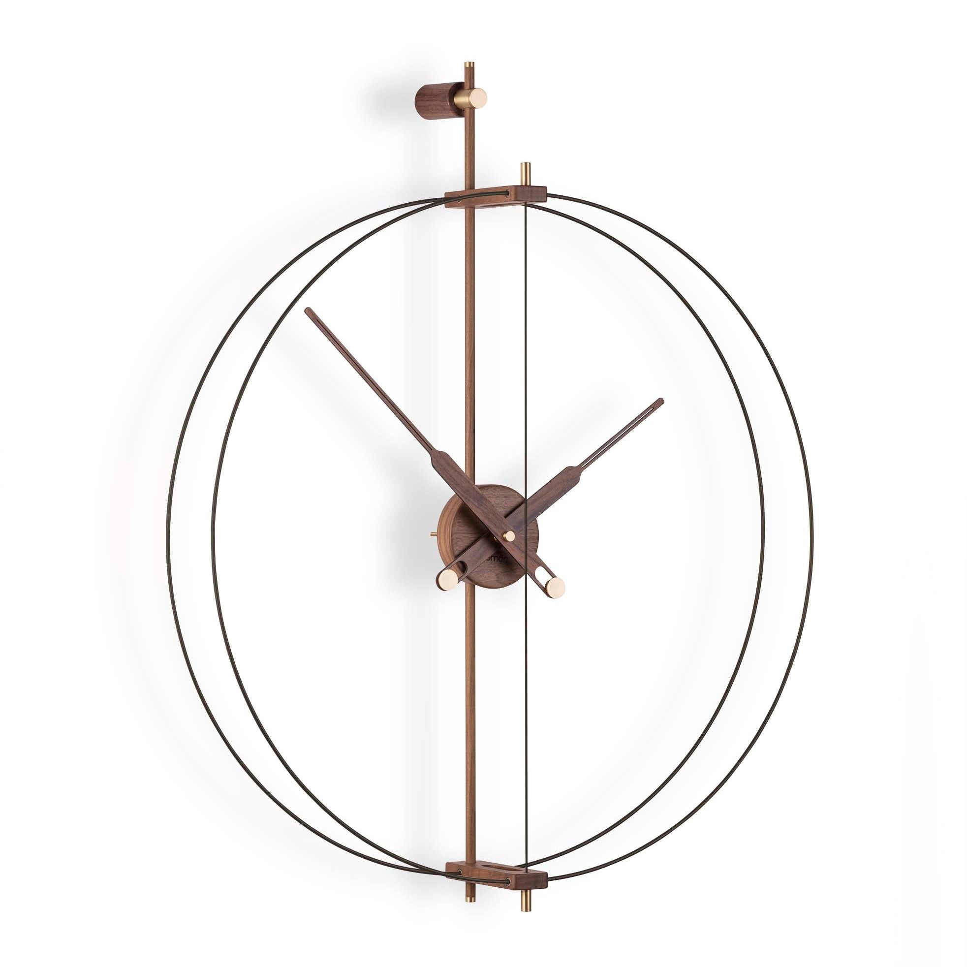 Wanduhr MINI BARCELONA PREMIUM Nussbaum mit schwarzer Oberfläche