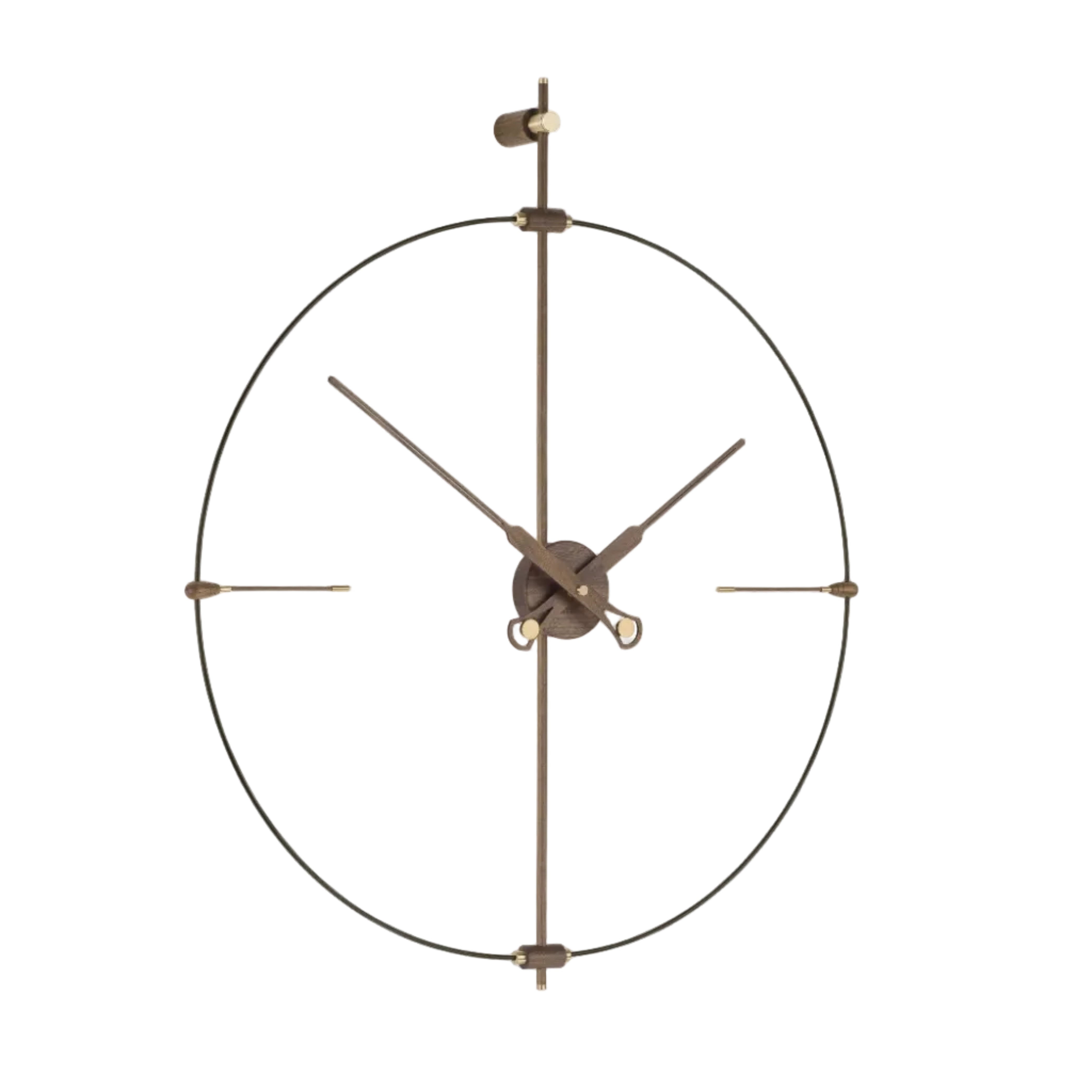 Wanduhr MINI BILBAO PREMIUM Nussbaum mit schwarzer Oberfläche