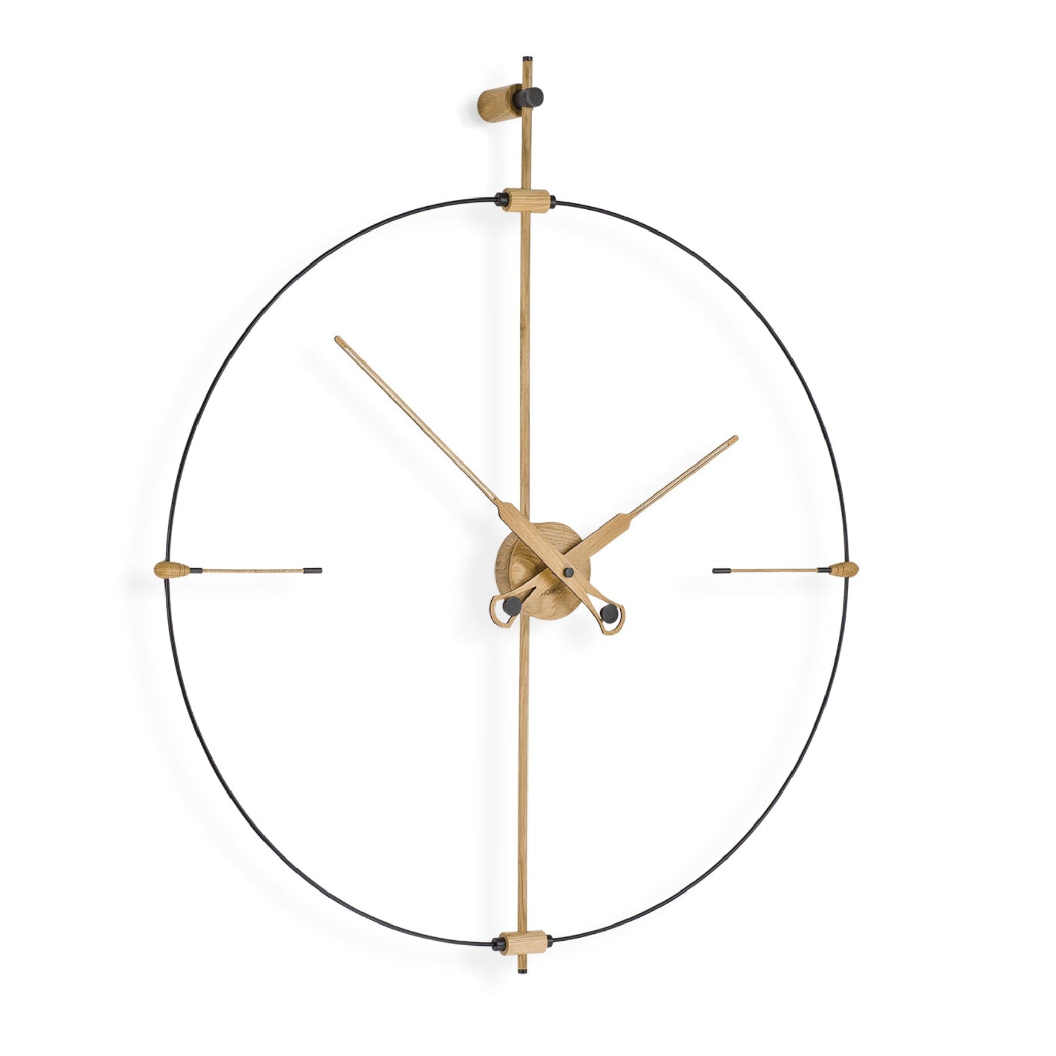 Wanduhr MINI BILBAO PREMIUM aus Eichenholz mit schwarzer Oberfläche
