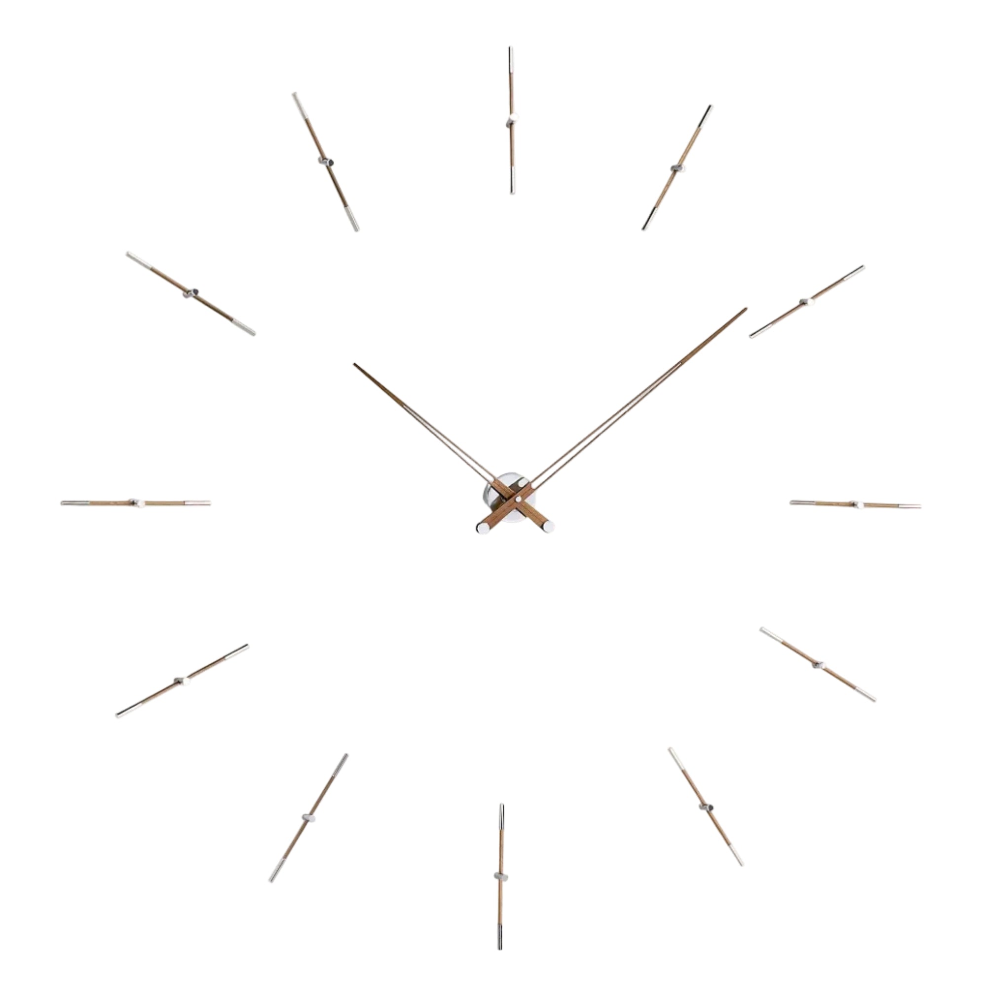 MERLIN wall clock walnut wood with chrome finish