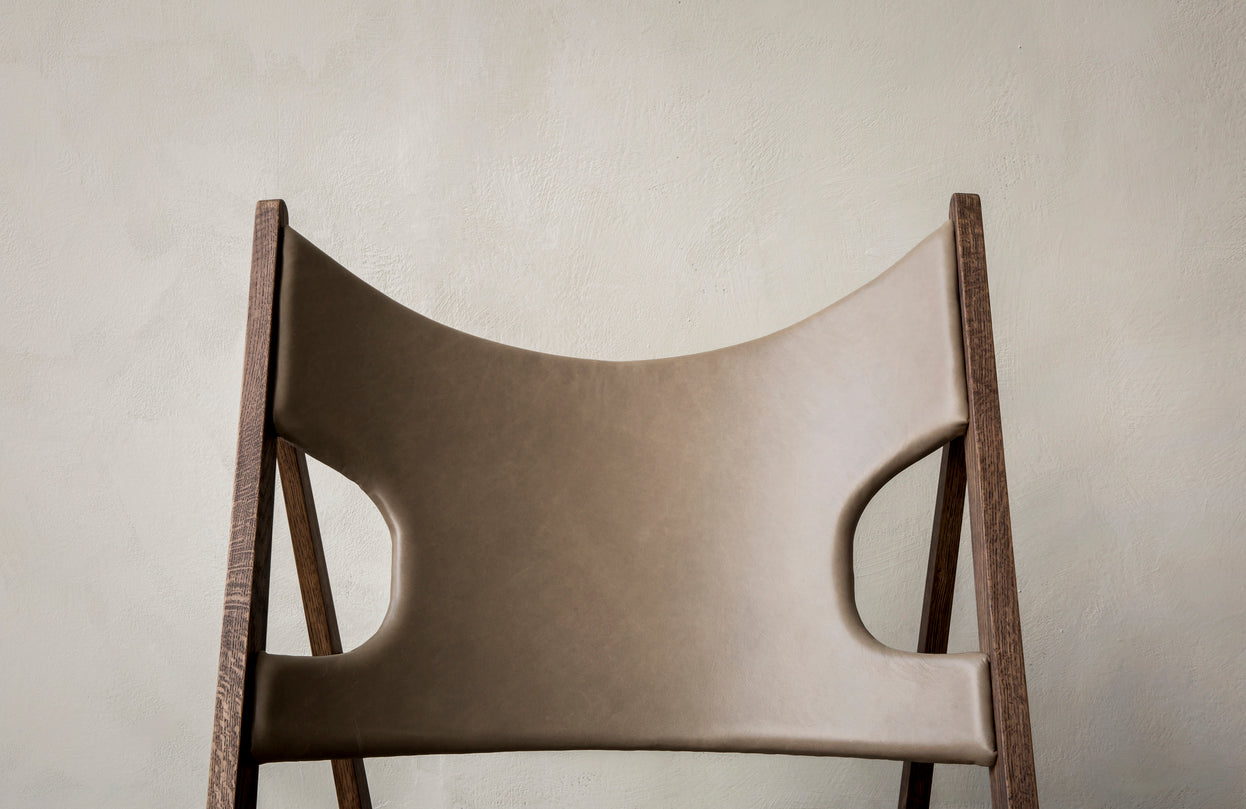 Sessel KNITTING aus cognacfarbenem Leder mit Eichenbasis