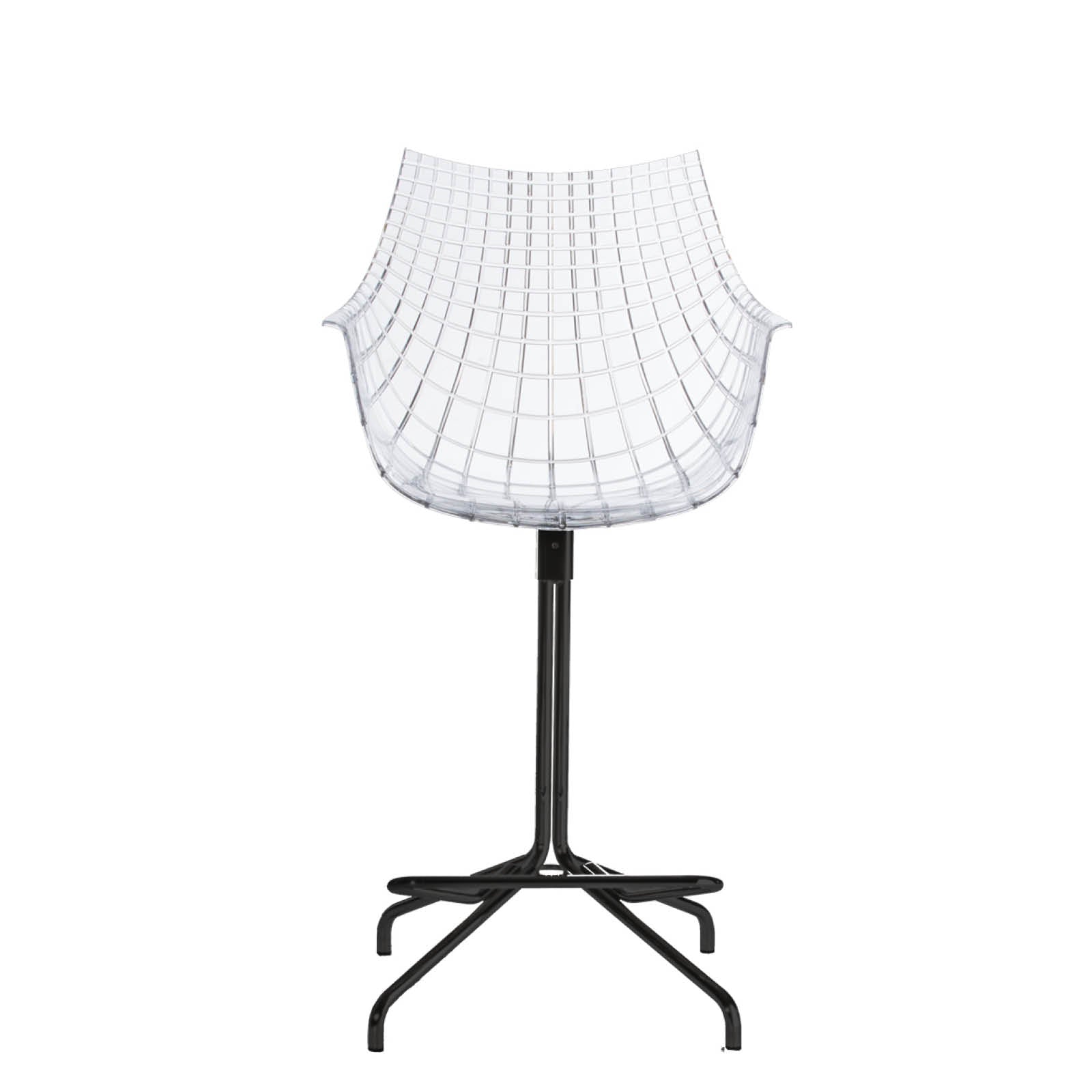 Transparente Meridiana -Hocker mit einer schwarzen Basis