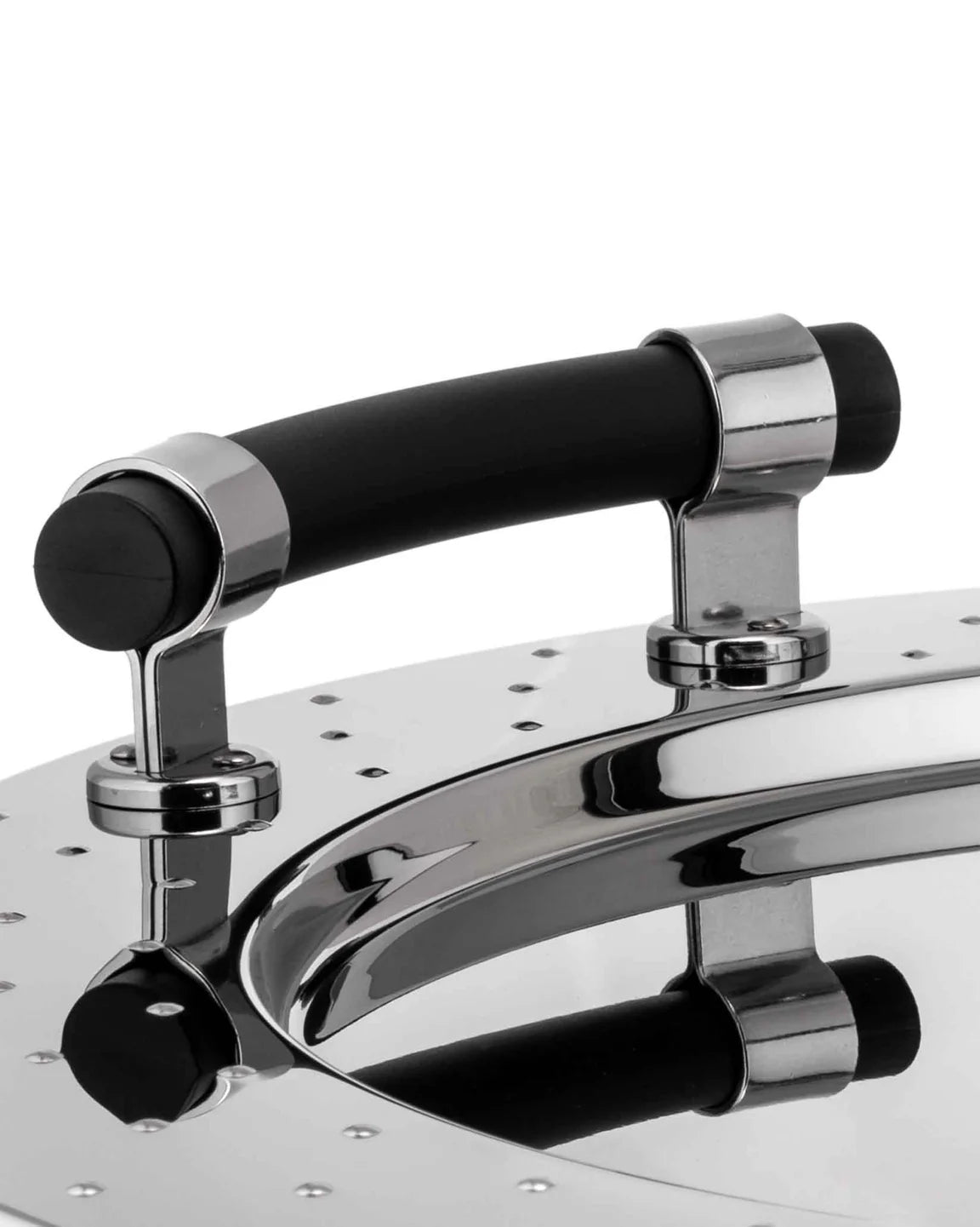 Silver mgvass tray with black