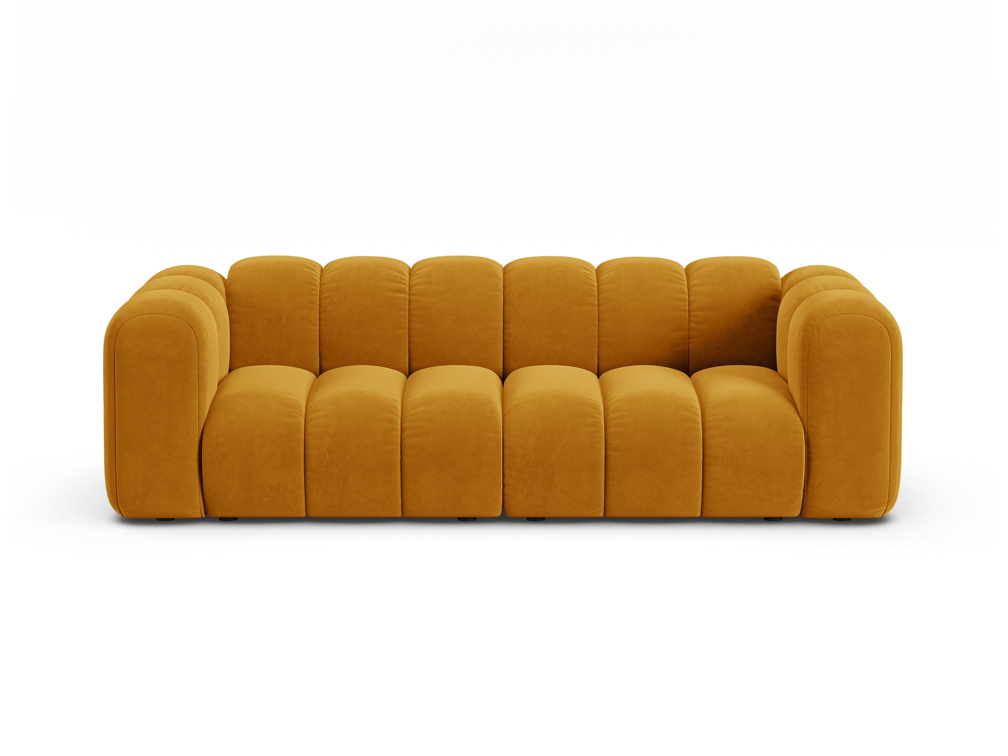 Sofa aus Samt 3-sitzig LUPINE senfgelb