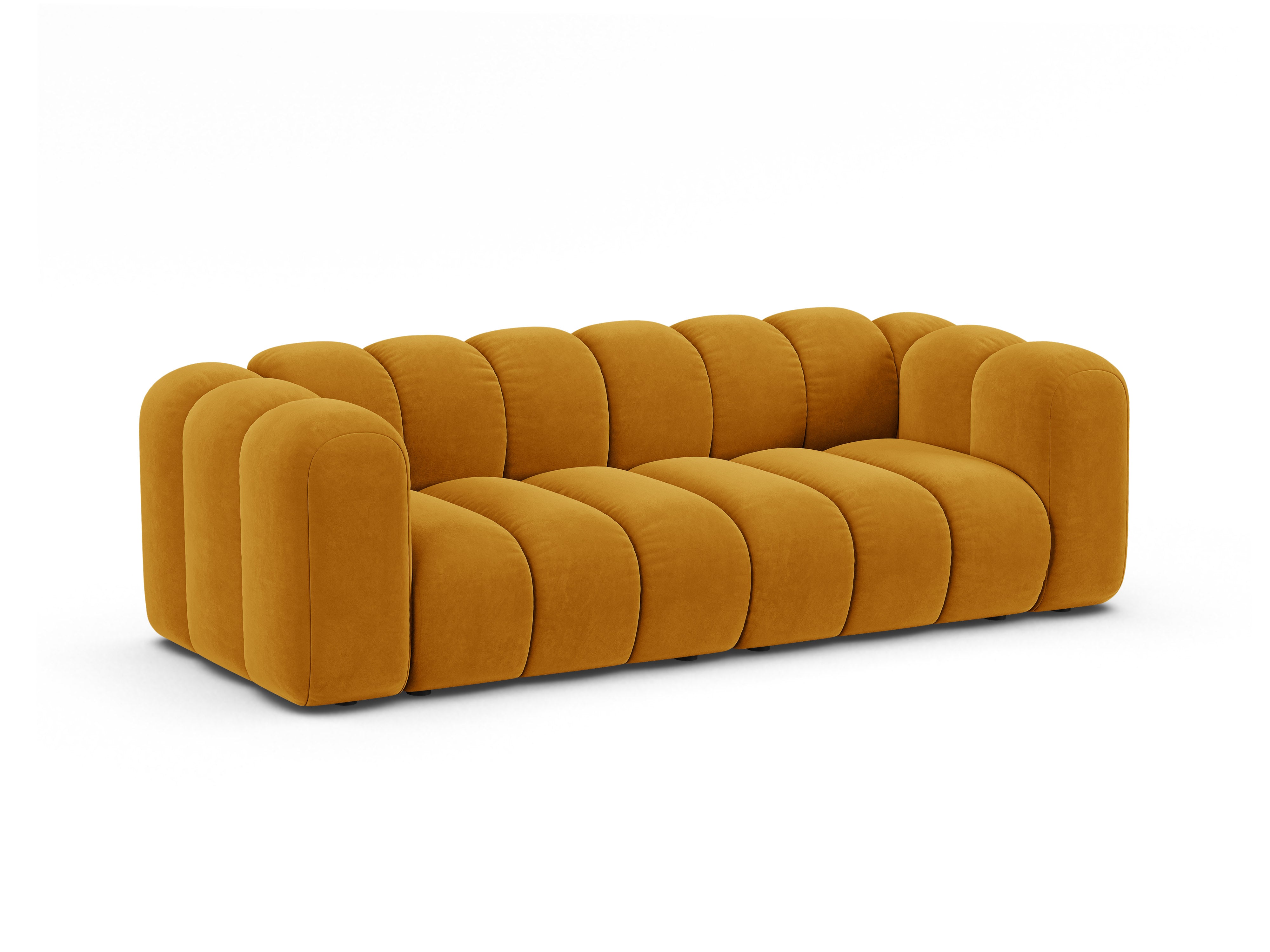 Sofa aus Samt 3-sitzig LUPINE senfgelb