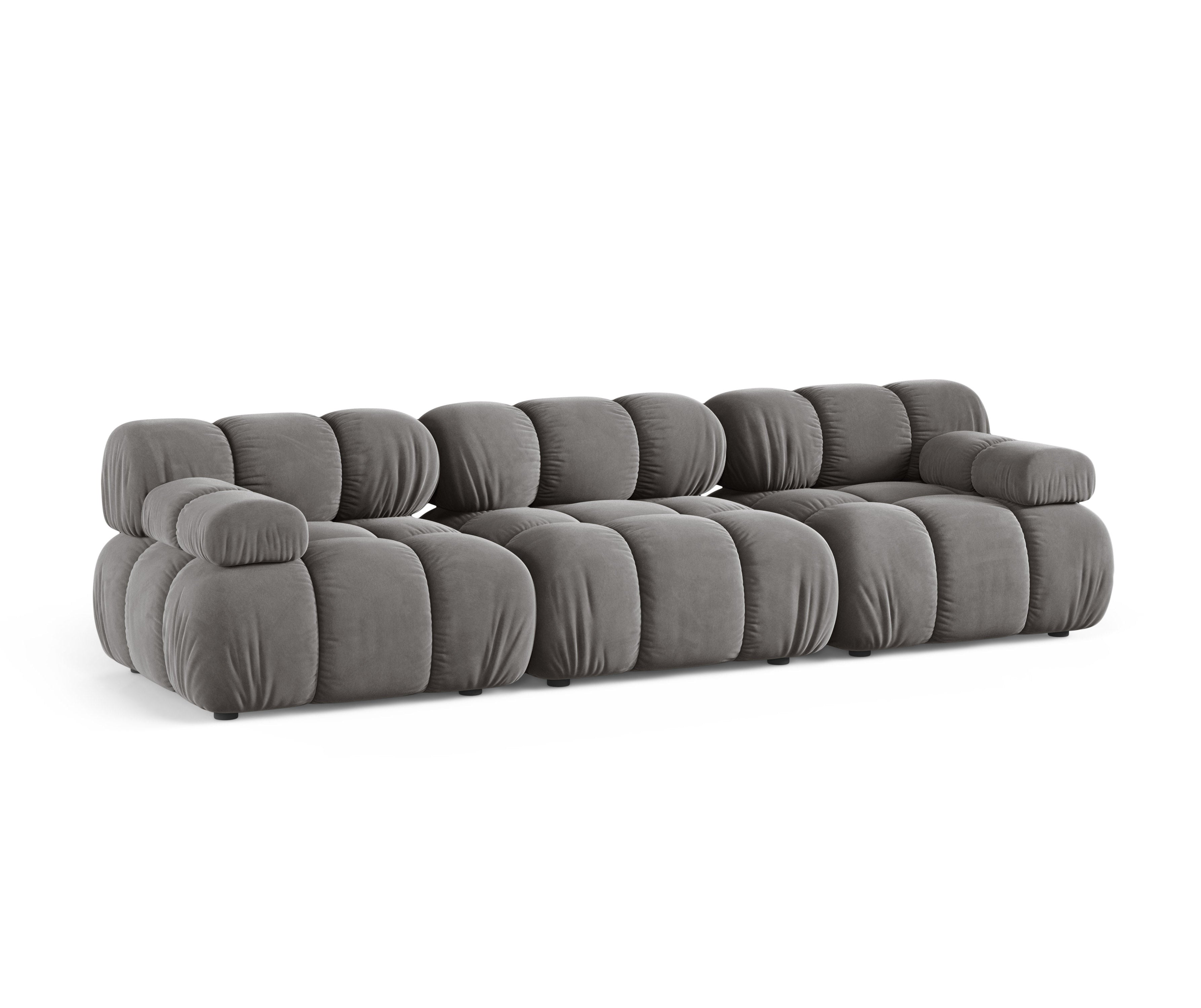 Modulares 3-Sitzer-Sofa aus Samt BELLIS in Grau